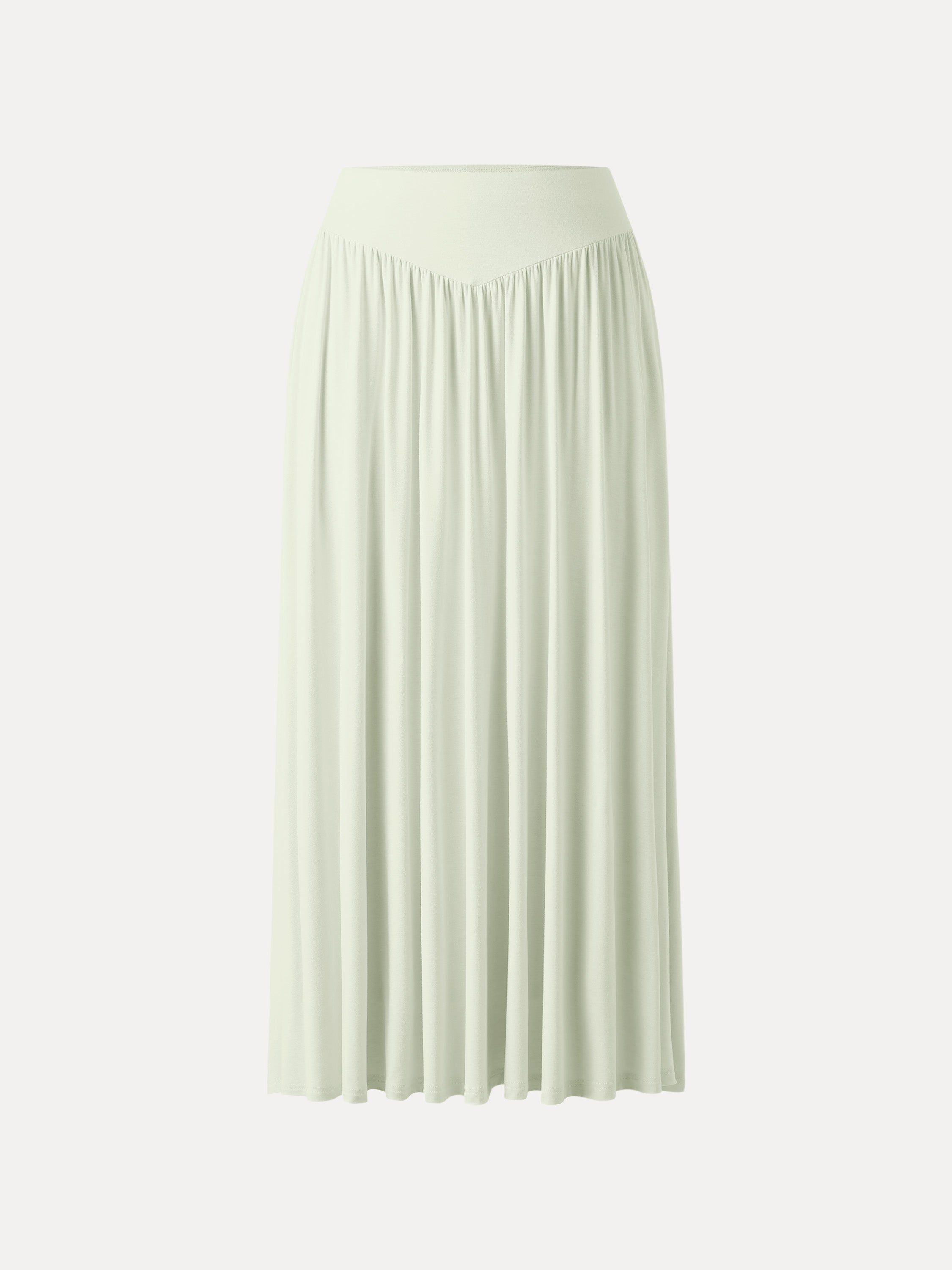 Ultrasoft V-shape Waist Gathred Maxi Circle Skirt with Pockets