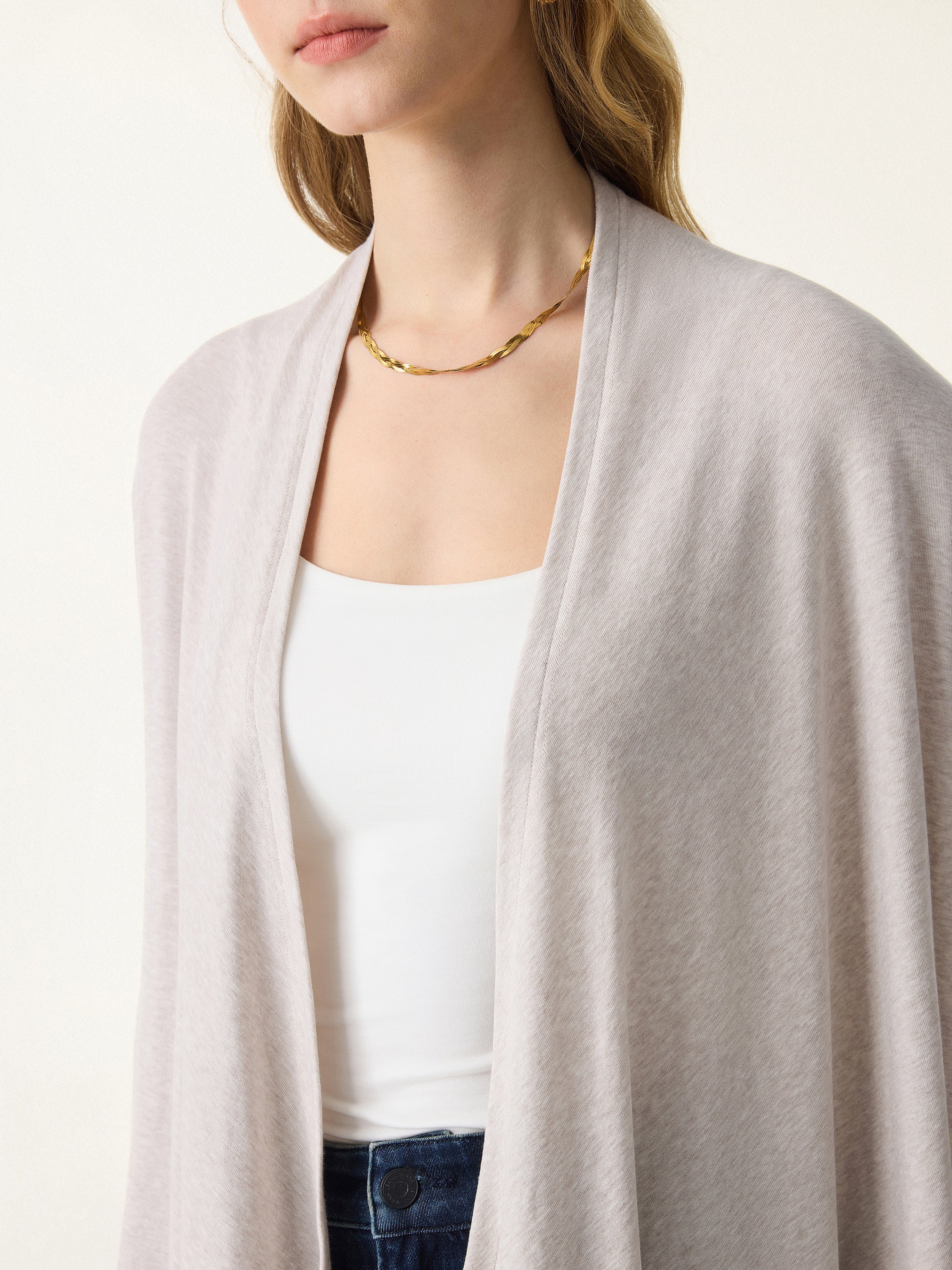 Soft Lyocell Wool Fluid Drape Cardigan
