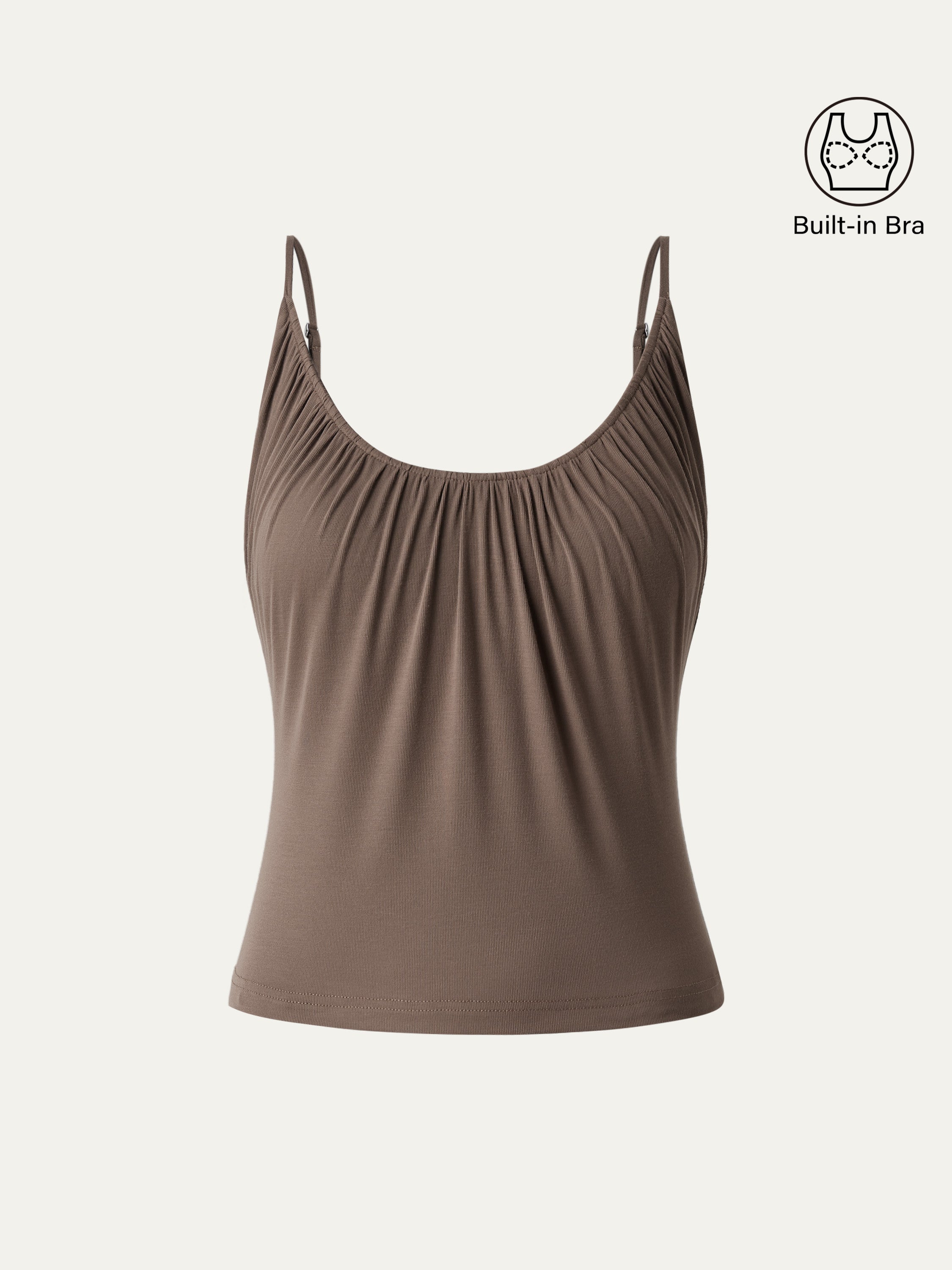 Scoop Neck Gathered Spaghetti Brami Top