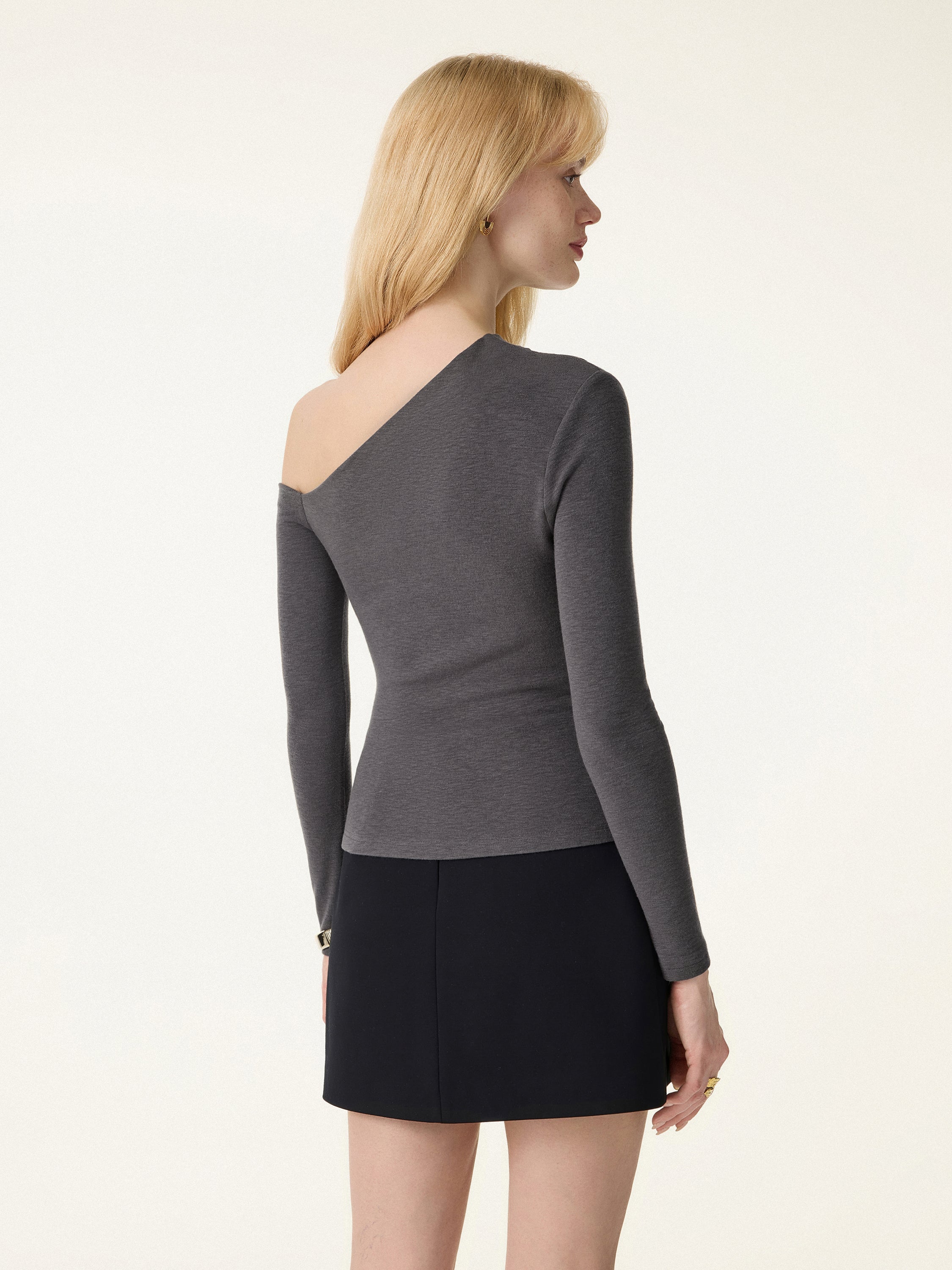 Asymmetrical Neck Tucked Shoulder Brami Top