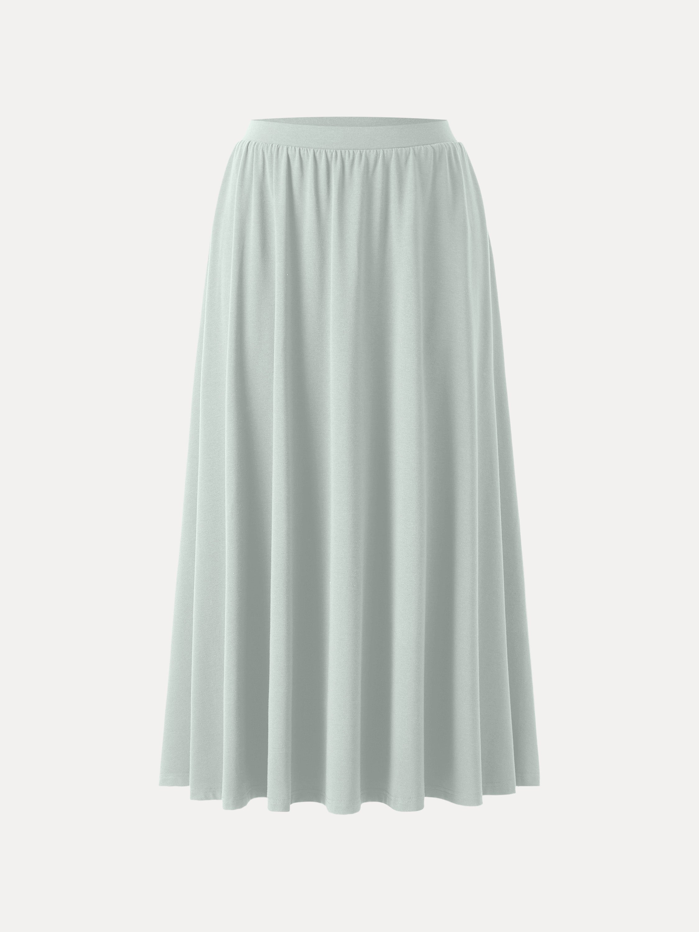 Stretch Cotton Maxi Umbrella Skirt with Pockets