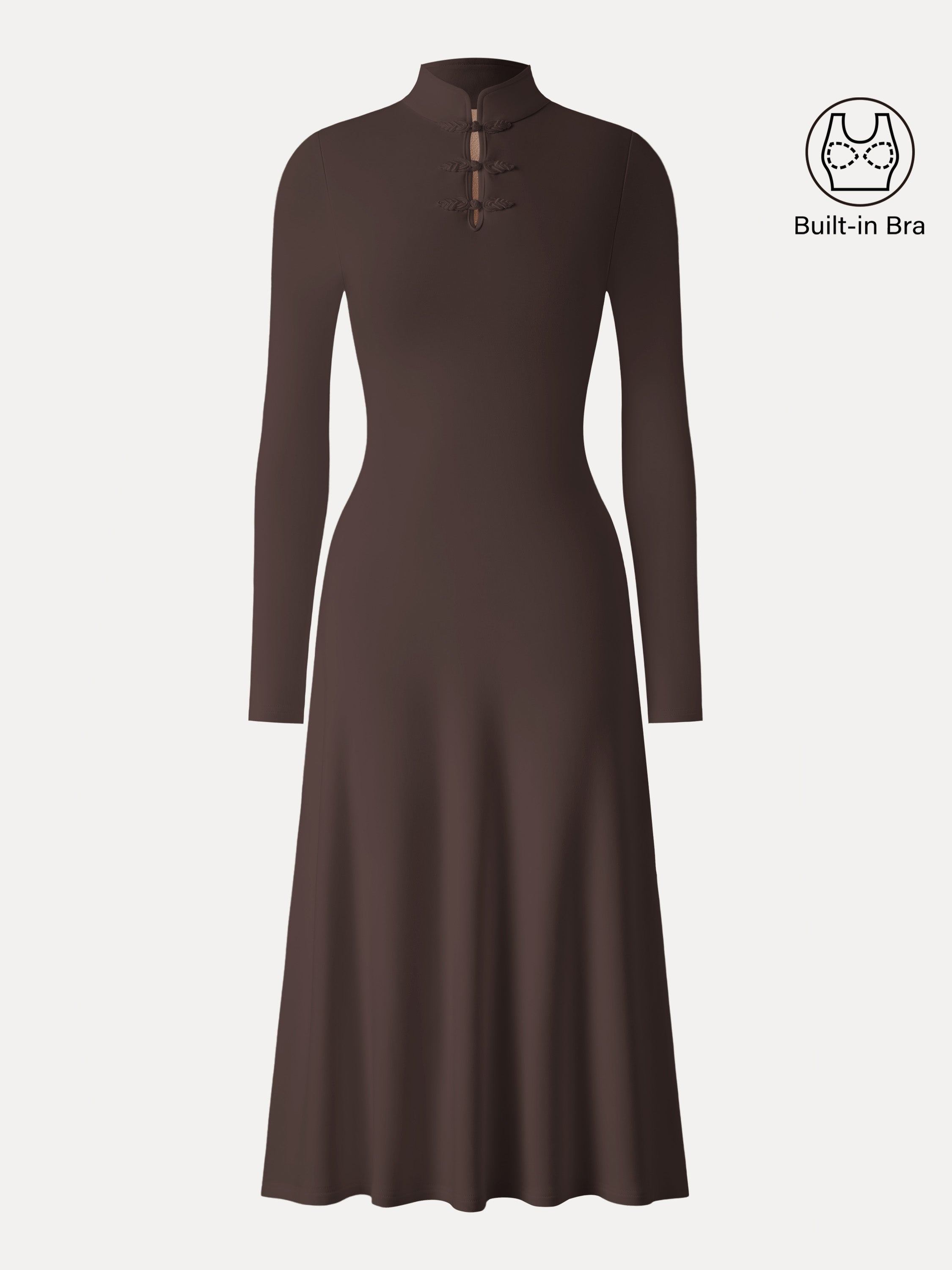 Mandarin Collar Frog Button Midi Brami Dress Limited Edition