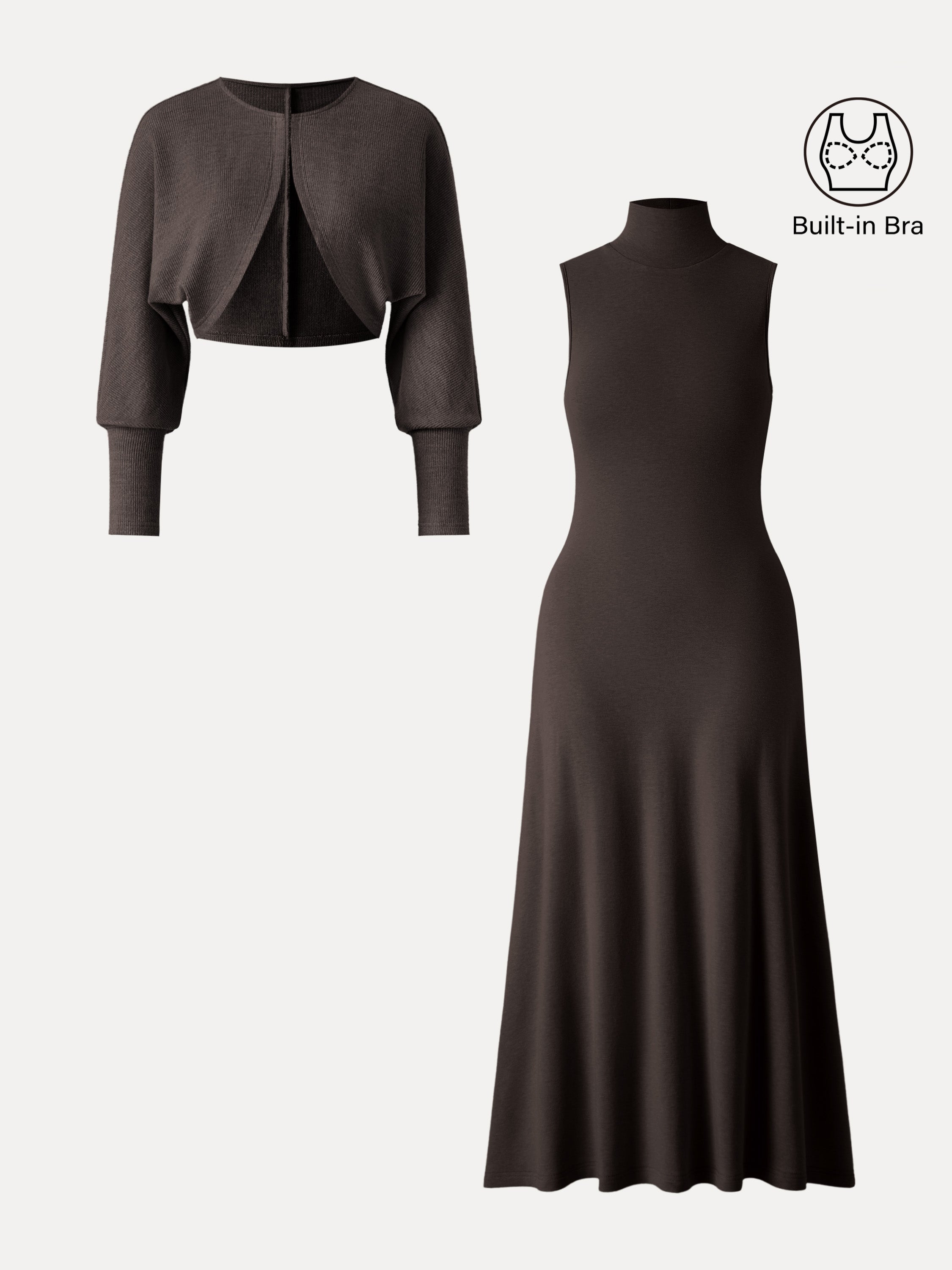 ProWarm Turtleneck Sleeveless Brami Dress with Cardigan