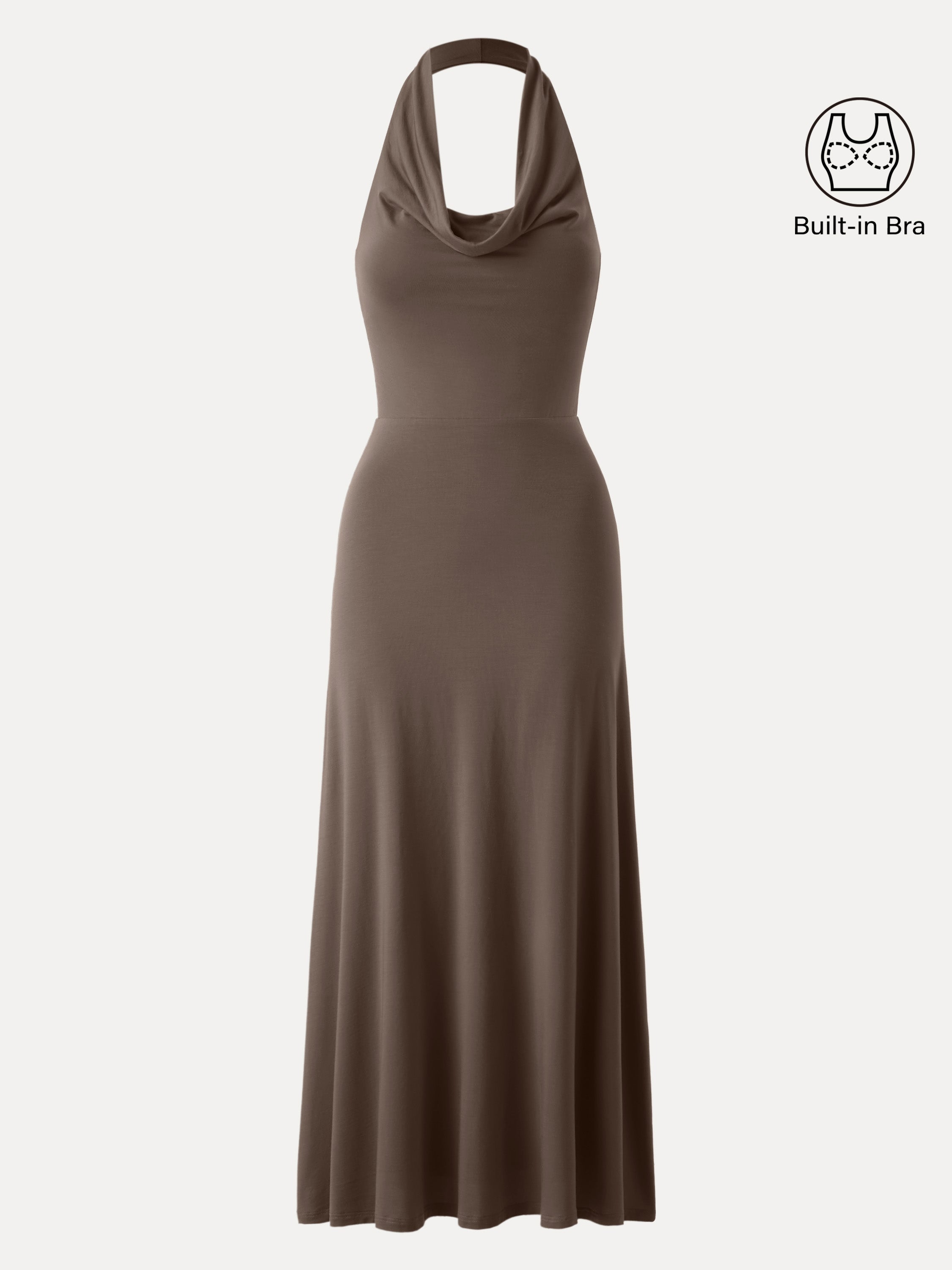 Stunning Cowl Neck Flared Maxi Brami Dress