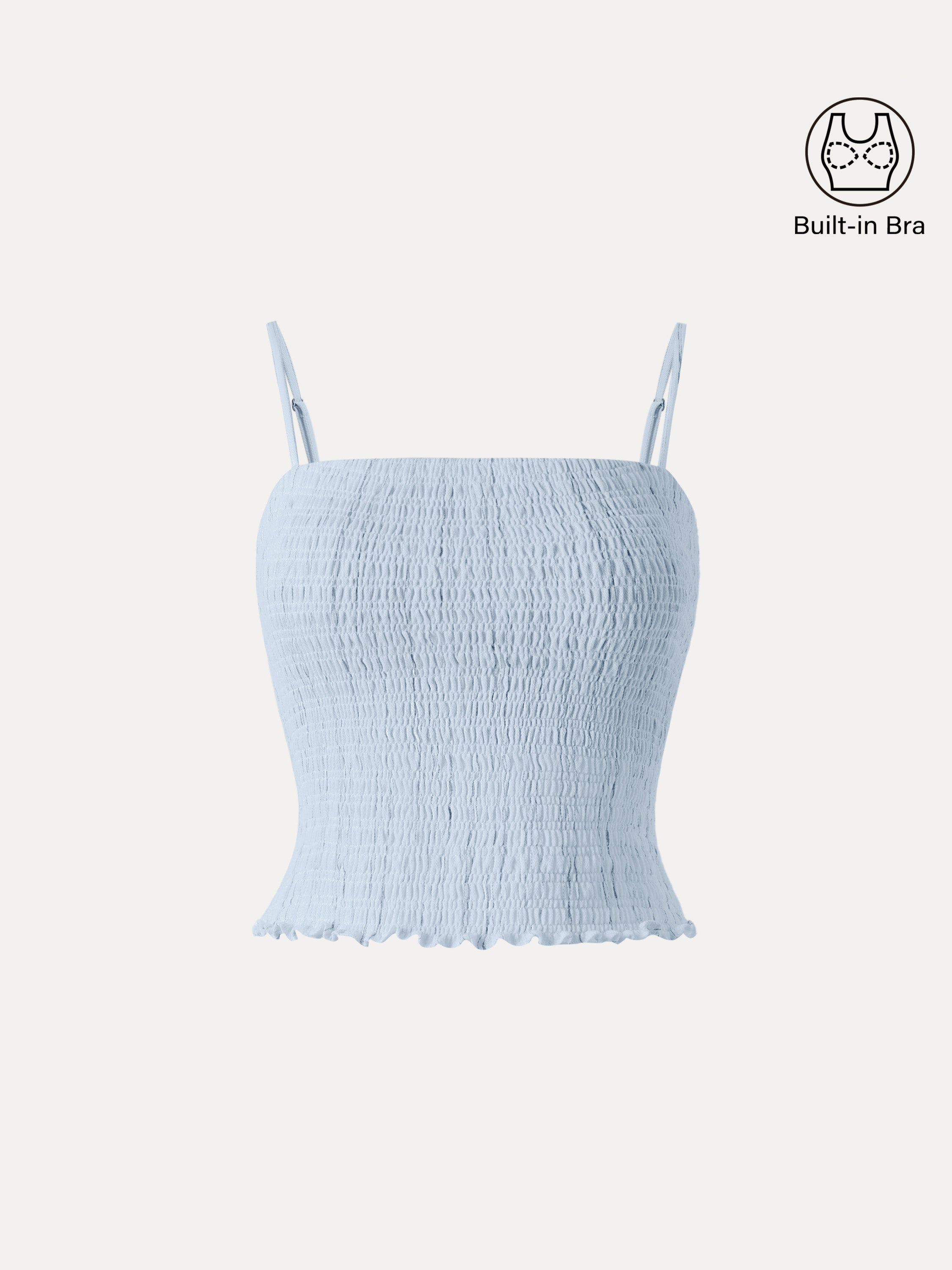 Striped Smocked Adjustable Spaghetti Brami