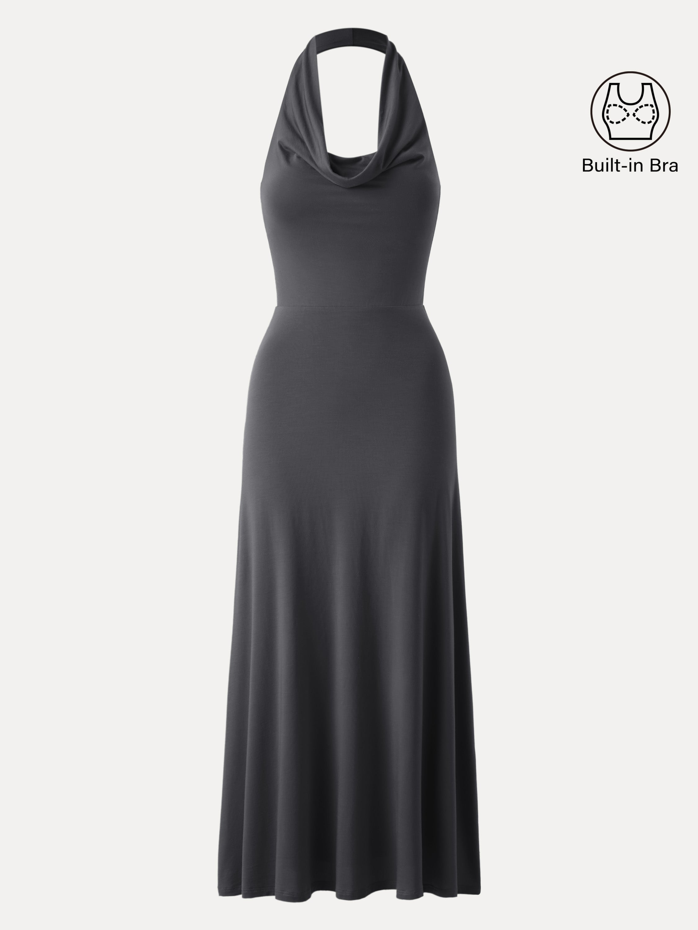 Stunning Cowl Neck Flared Maxi Brami Dress
