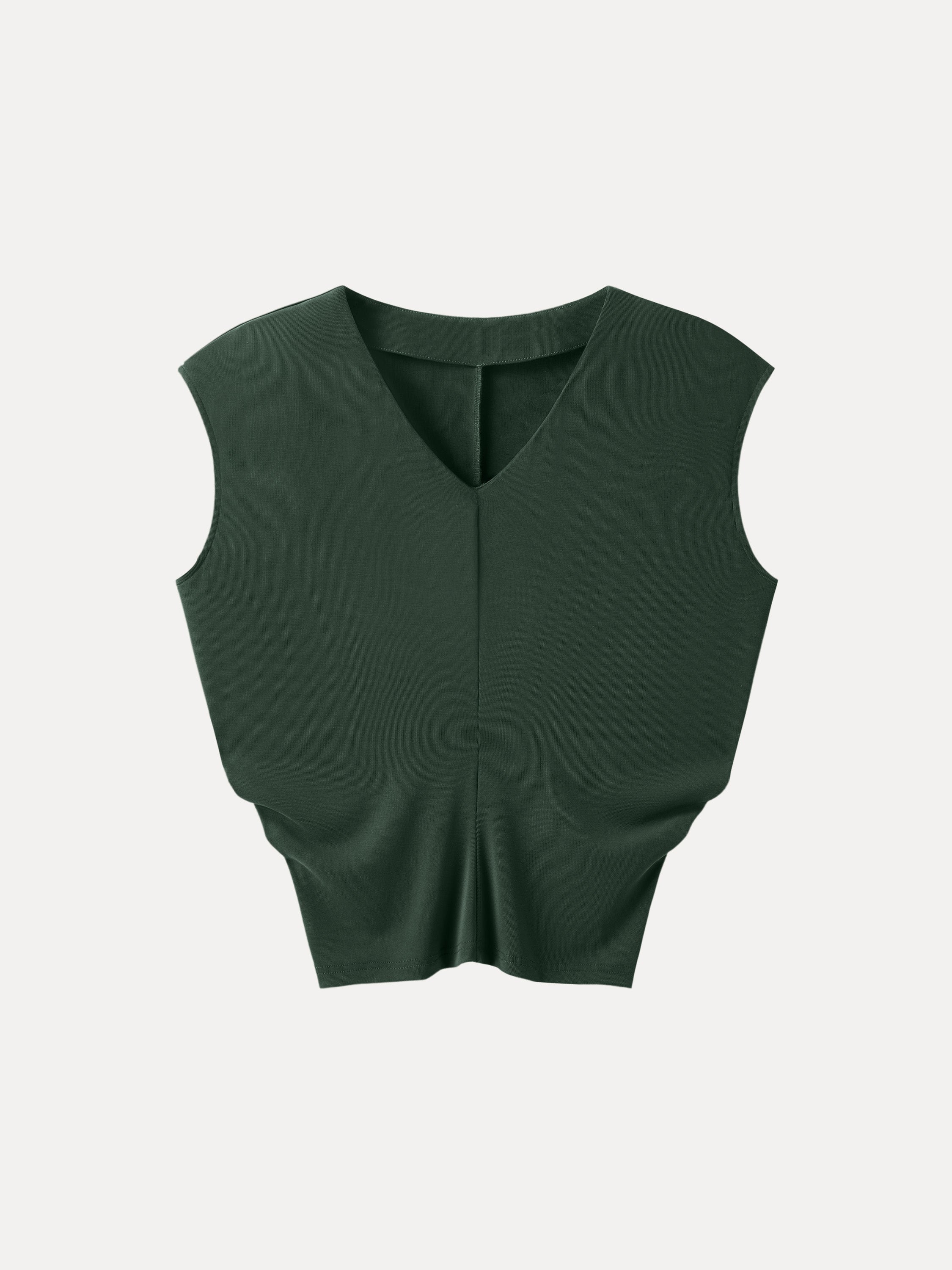 Sandwashed V-neck Cap Sleeve Top