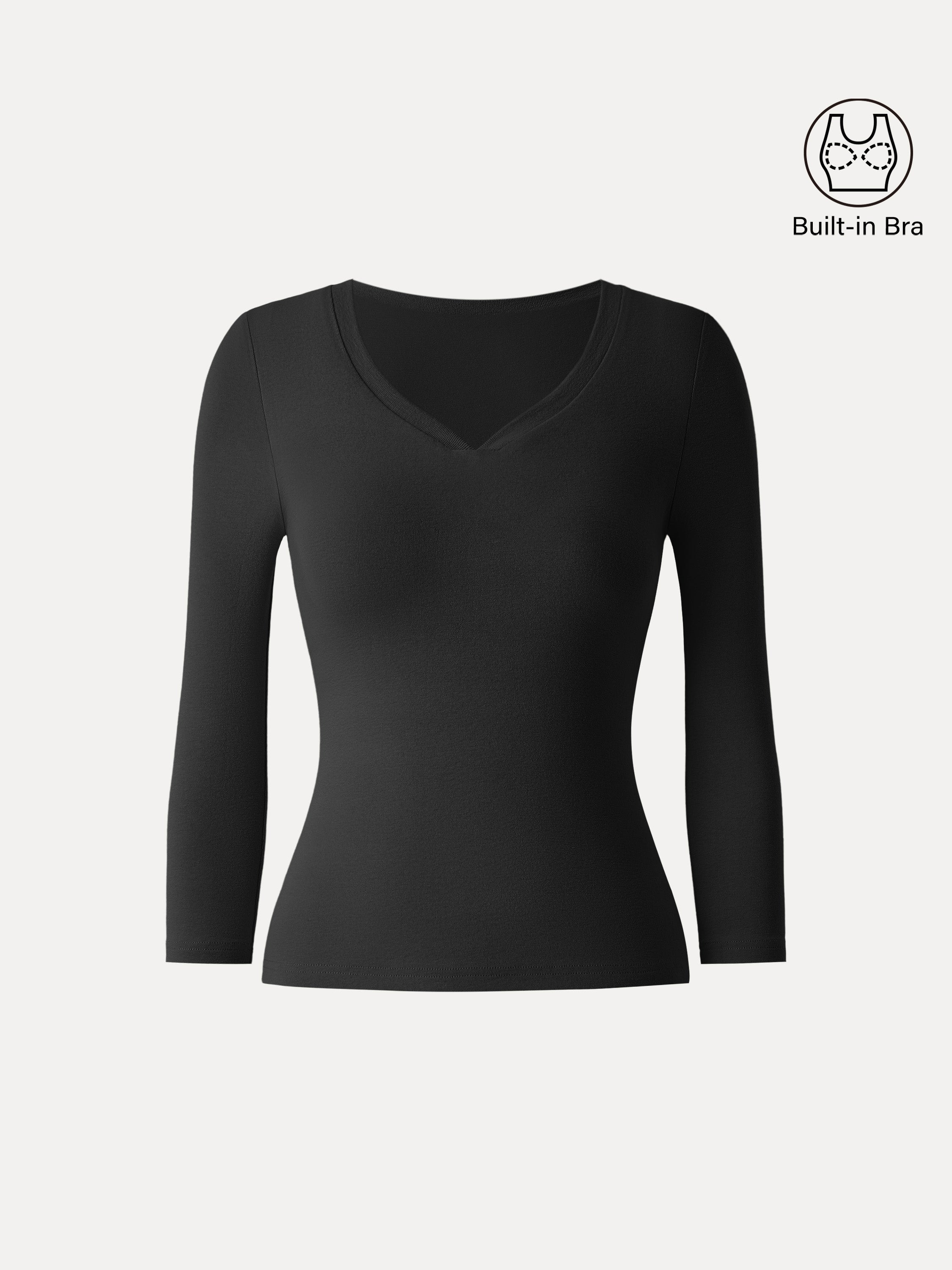 Cotton Lyocell Heart-Shaped 3/4 Sleeve Brami