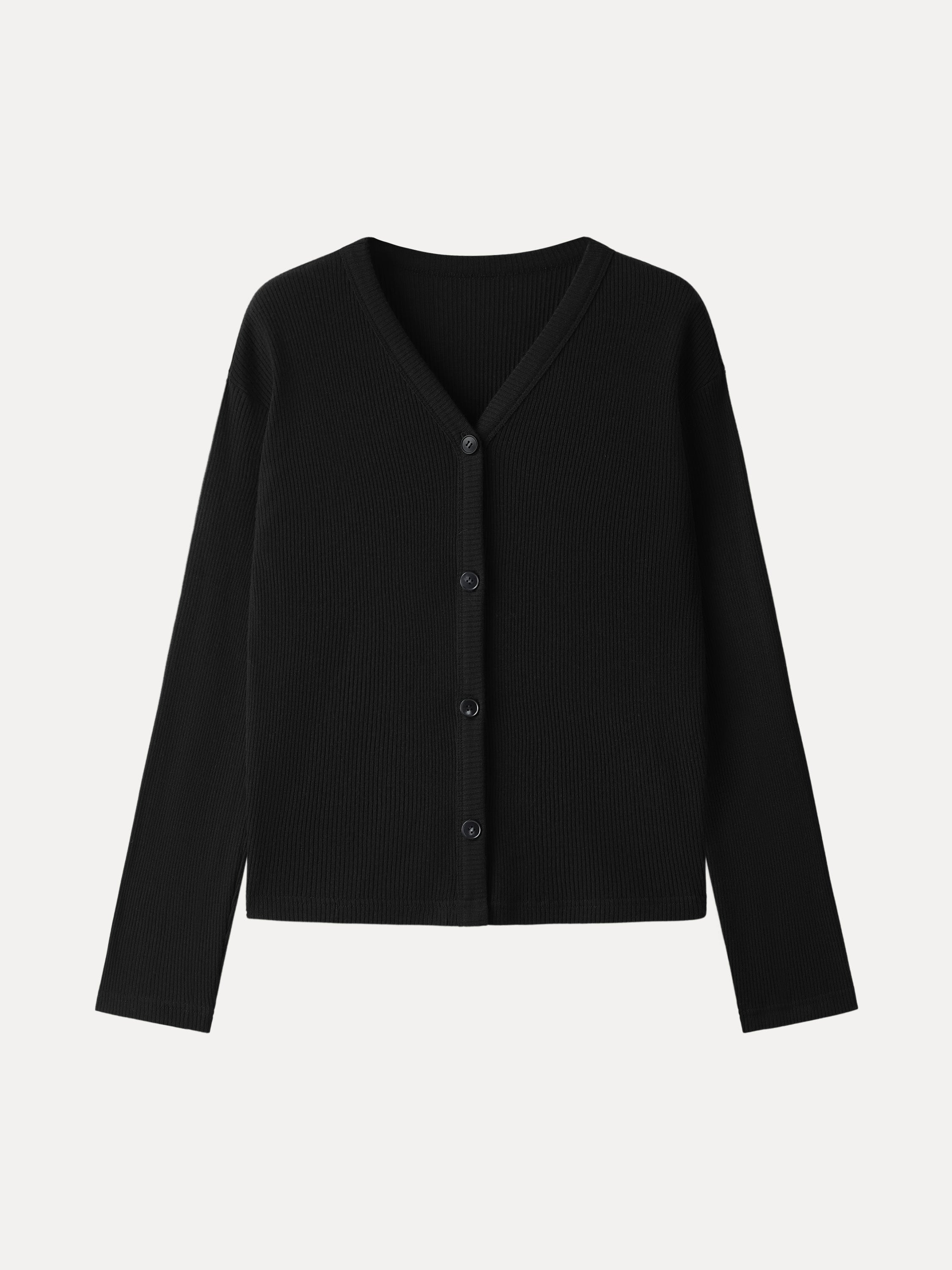 Cozy Rib V-Neck Button-Fronted Cardigan