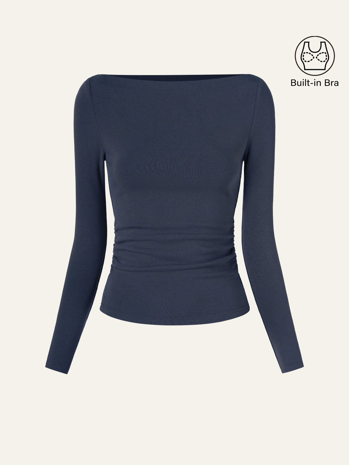 Modern Side Ruched Boatneck Brami Top
