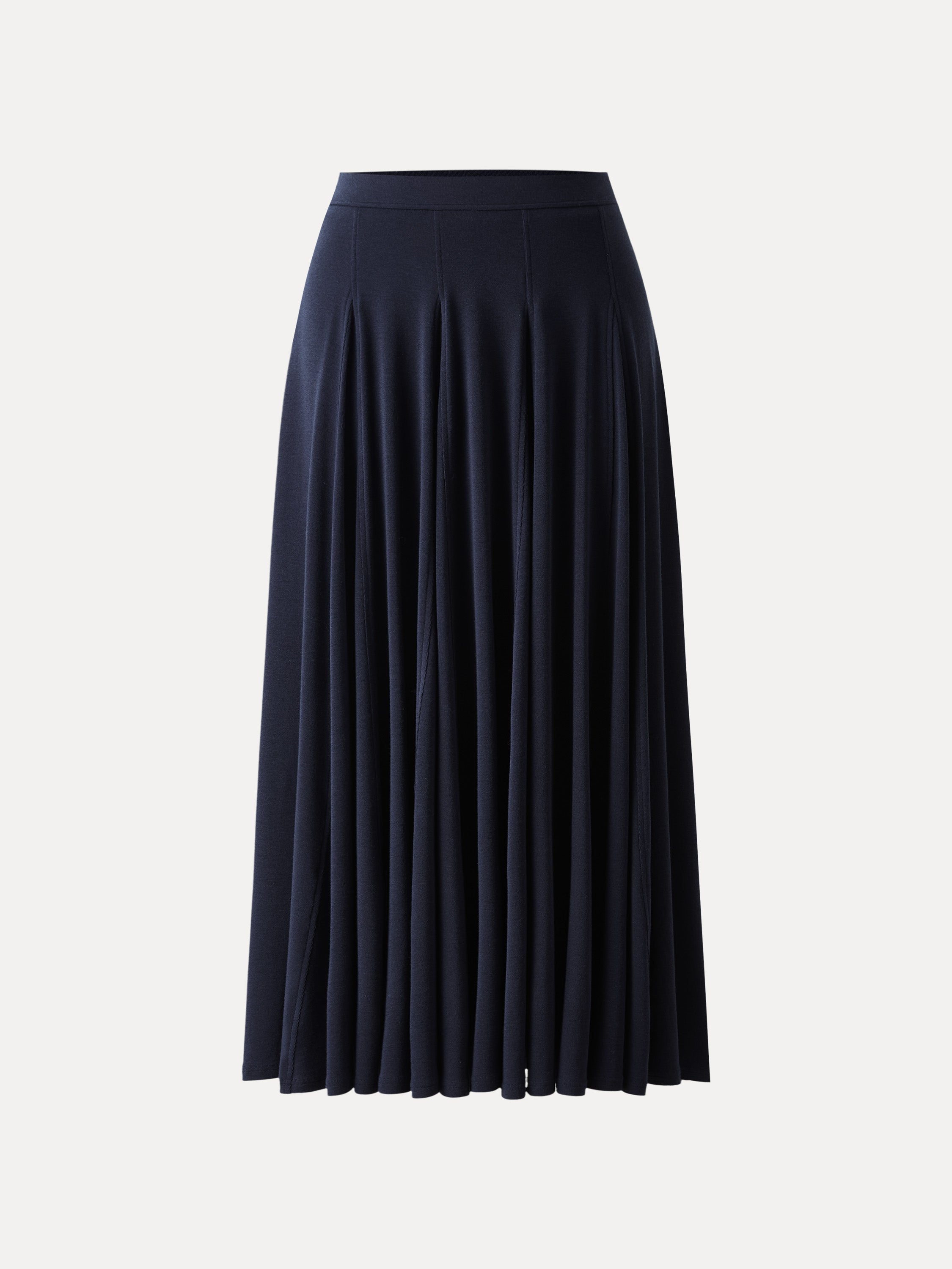 Lyocell Wool Godet Hem Pull-on Maxi Skirt