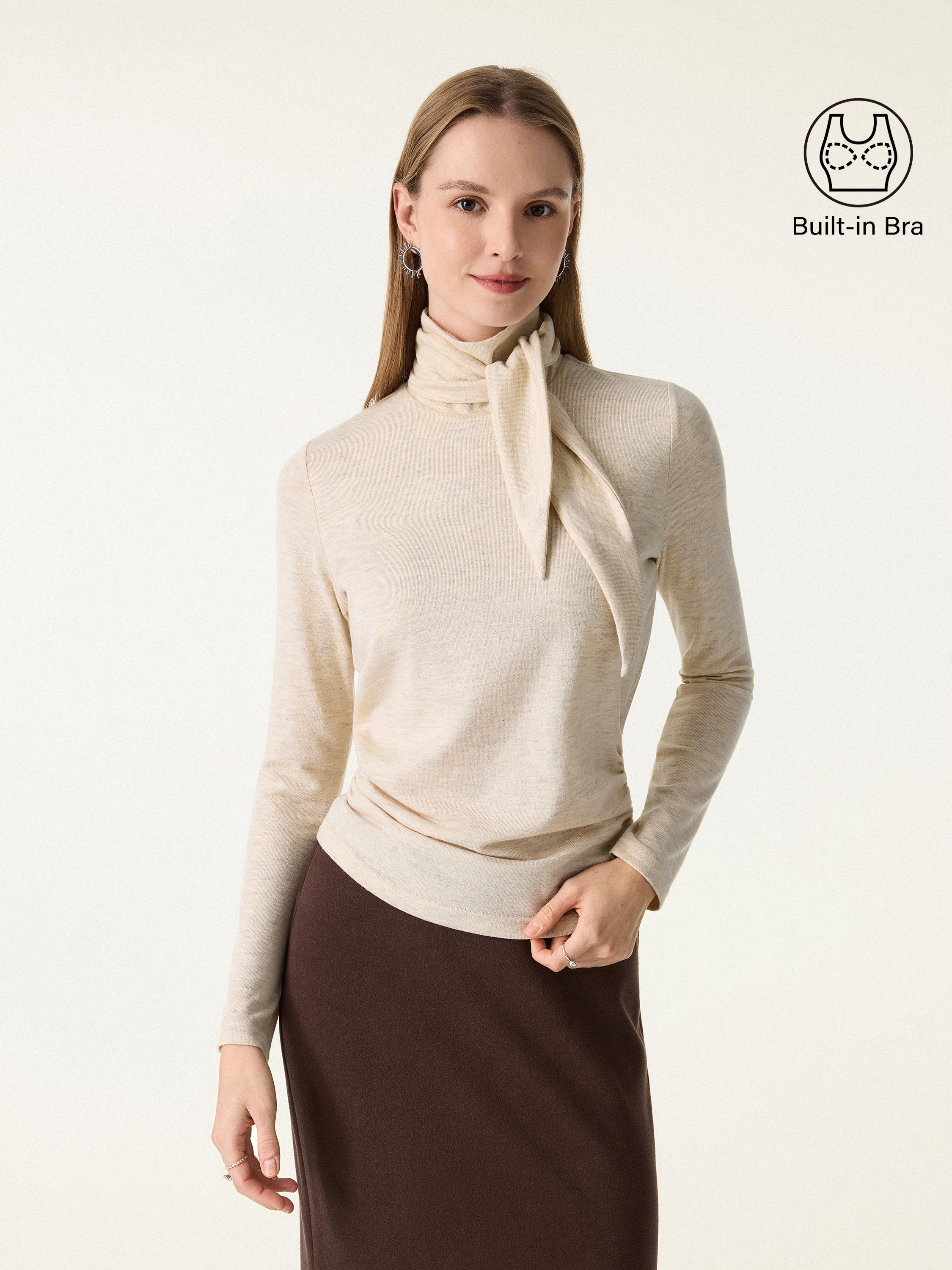 Ruched Long Sleeve Brami with Scarf