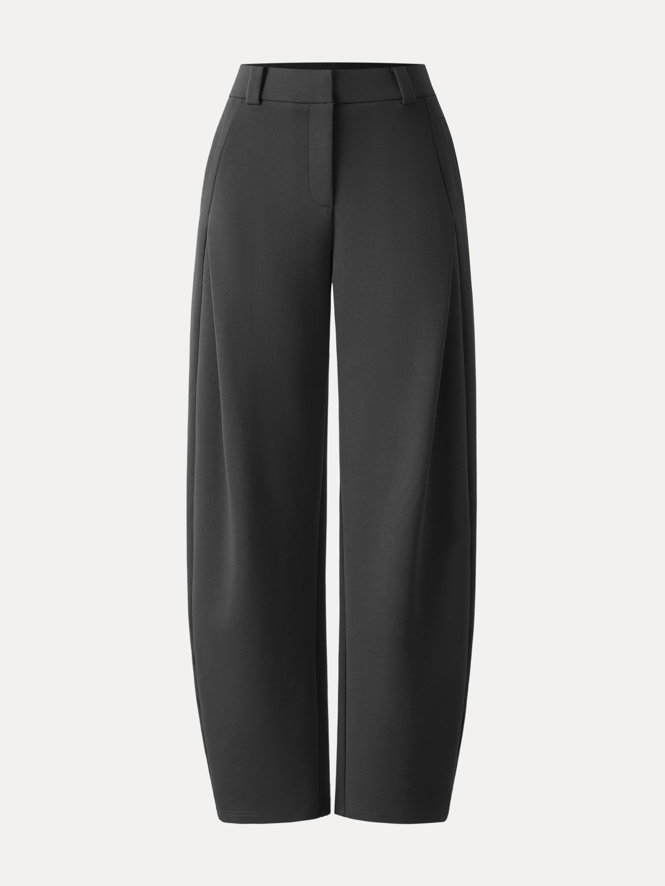 Spring Stretch Cotton High Rise Barrel Leg Pants with Pockets