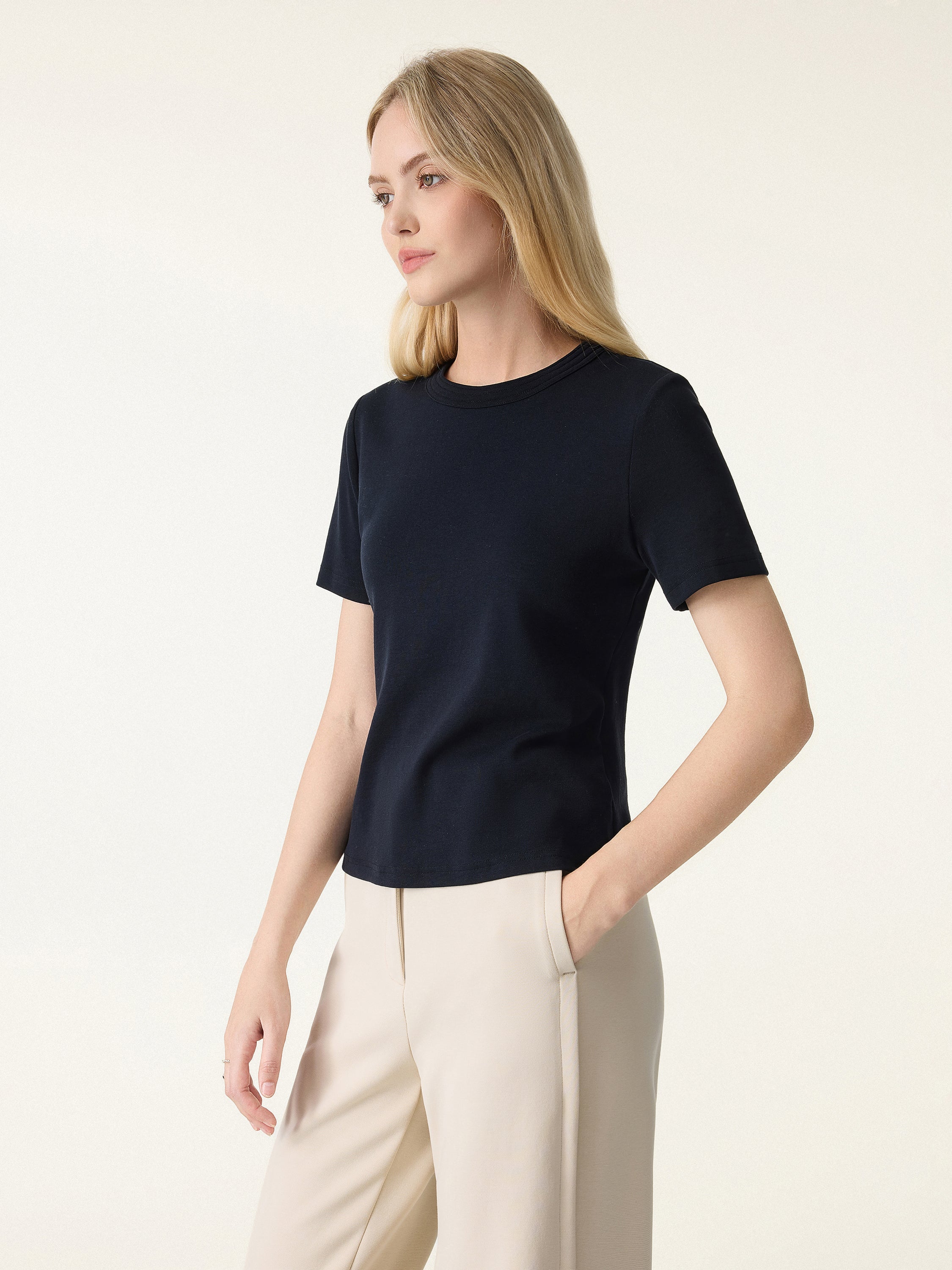 Cotton Lyocell Crew Neck Short Sleeve Brami