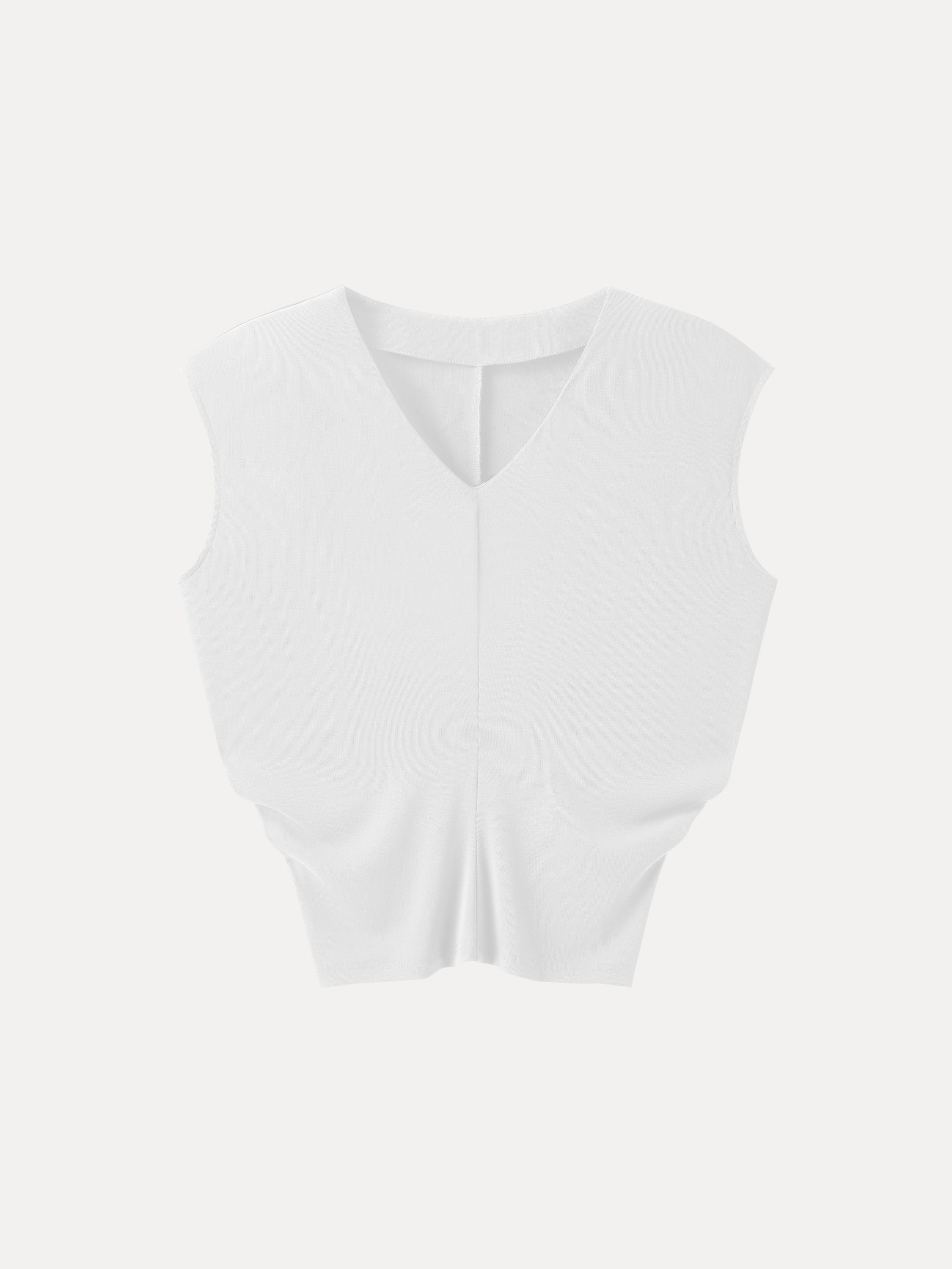 Sandwashed V-neck Cap Sleeve Top
