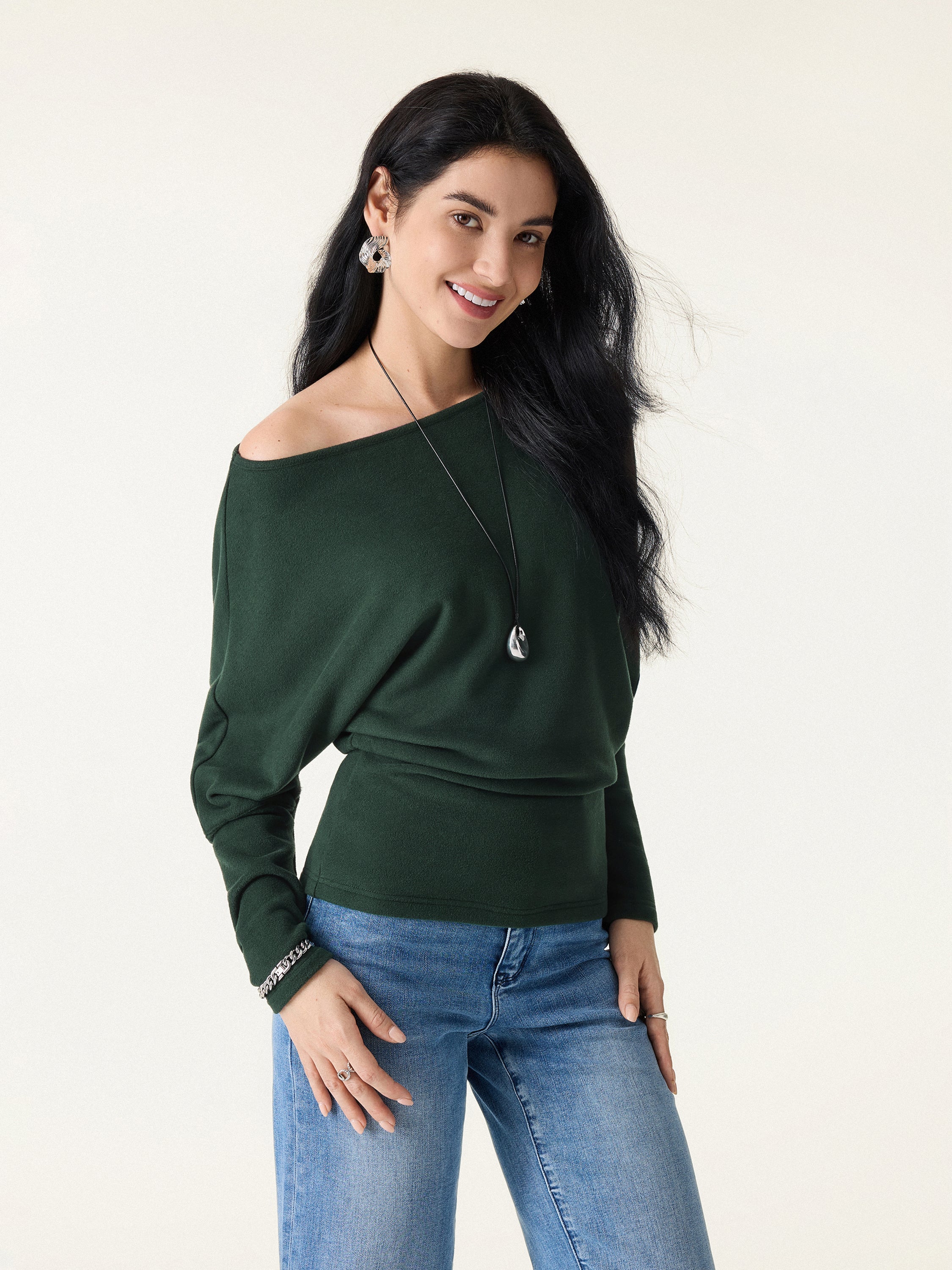 MaxWarm Boatneck Top with Asymmetrical Hem