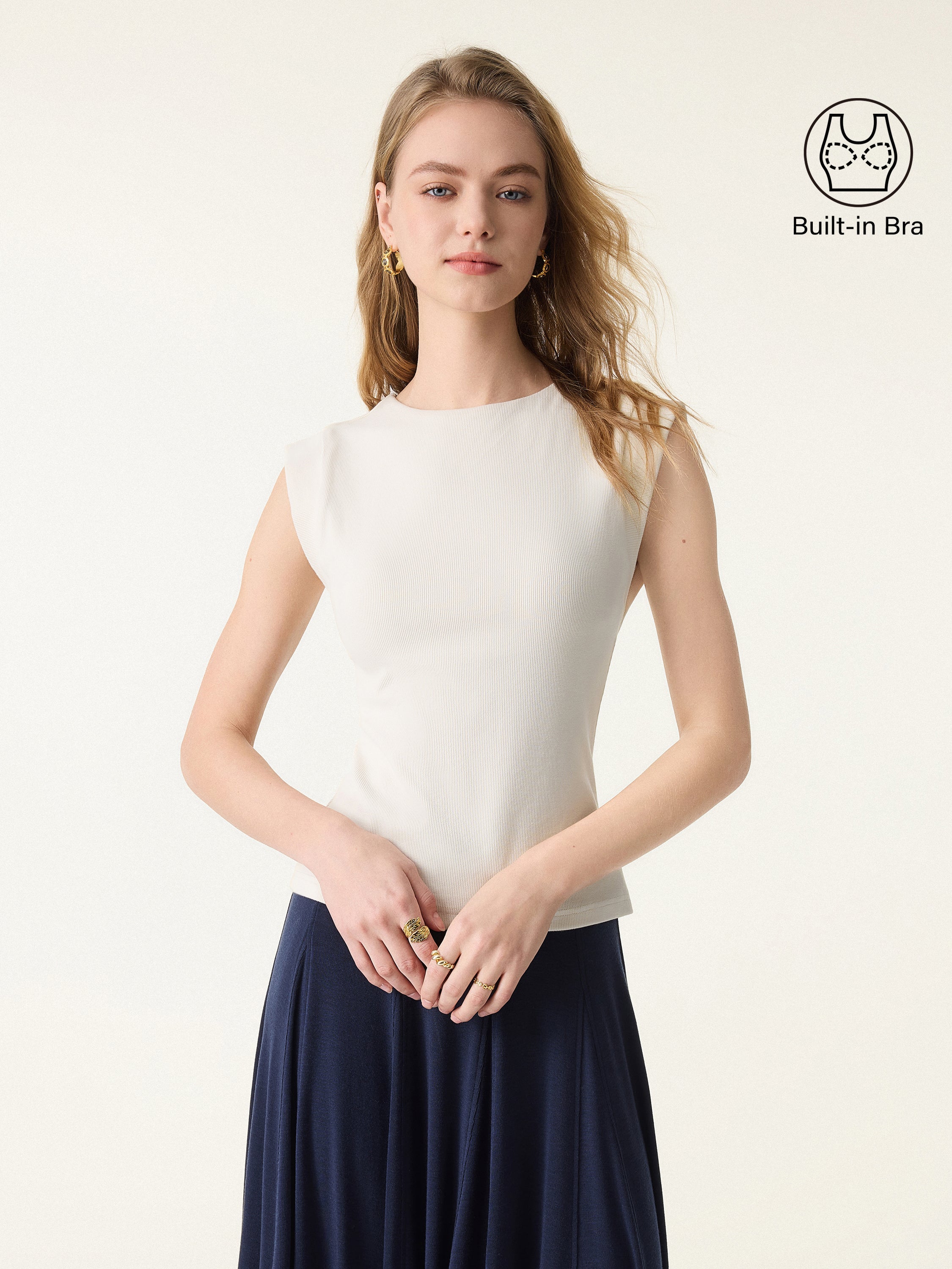 Cotton Viscose Round Neck Wide Shoulder Brami