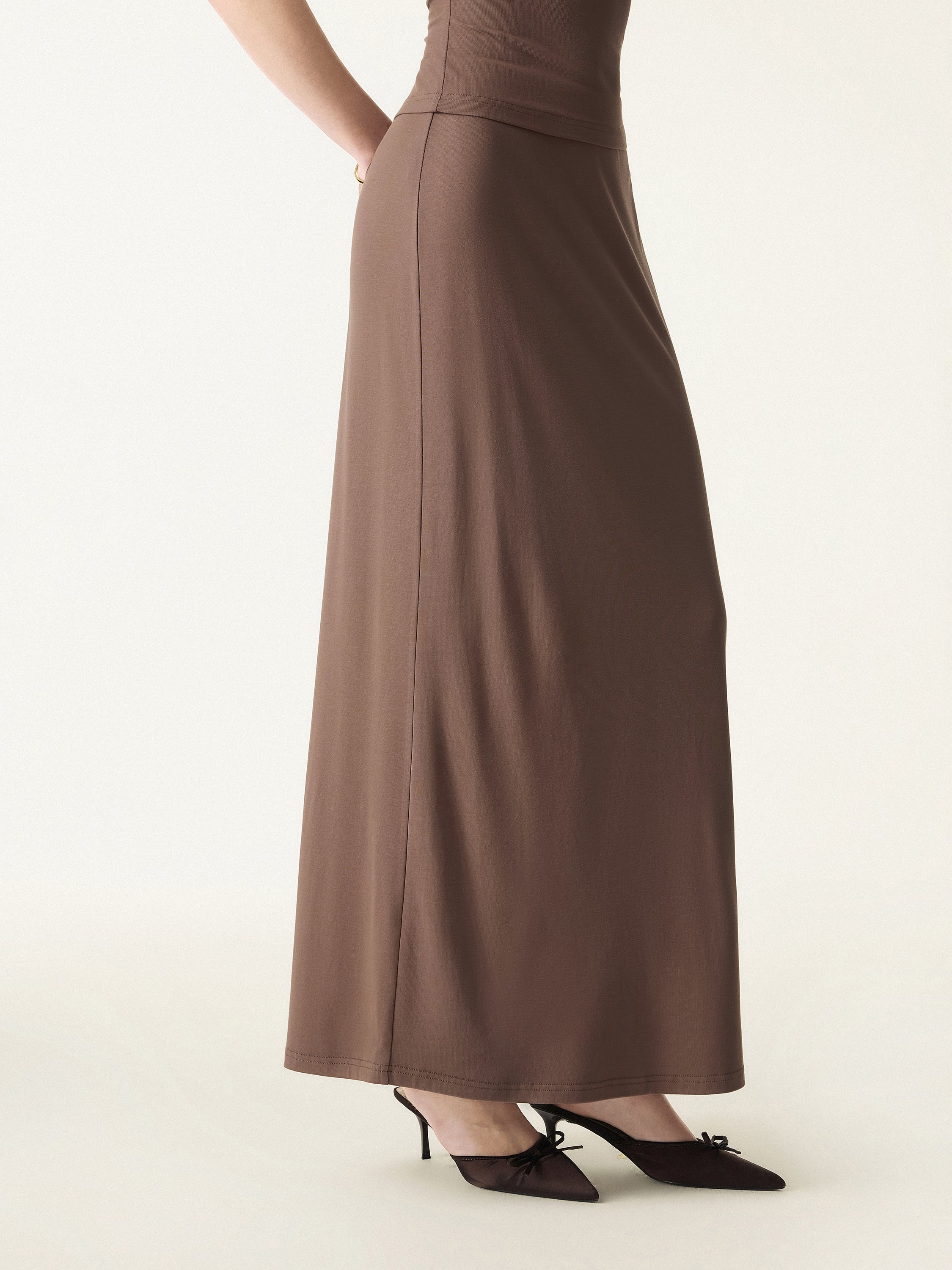 SkinKiss Ultra-Soft H-Line Maxi Skirt