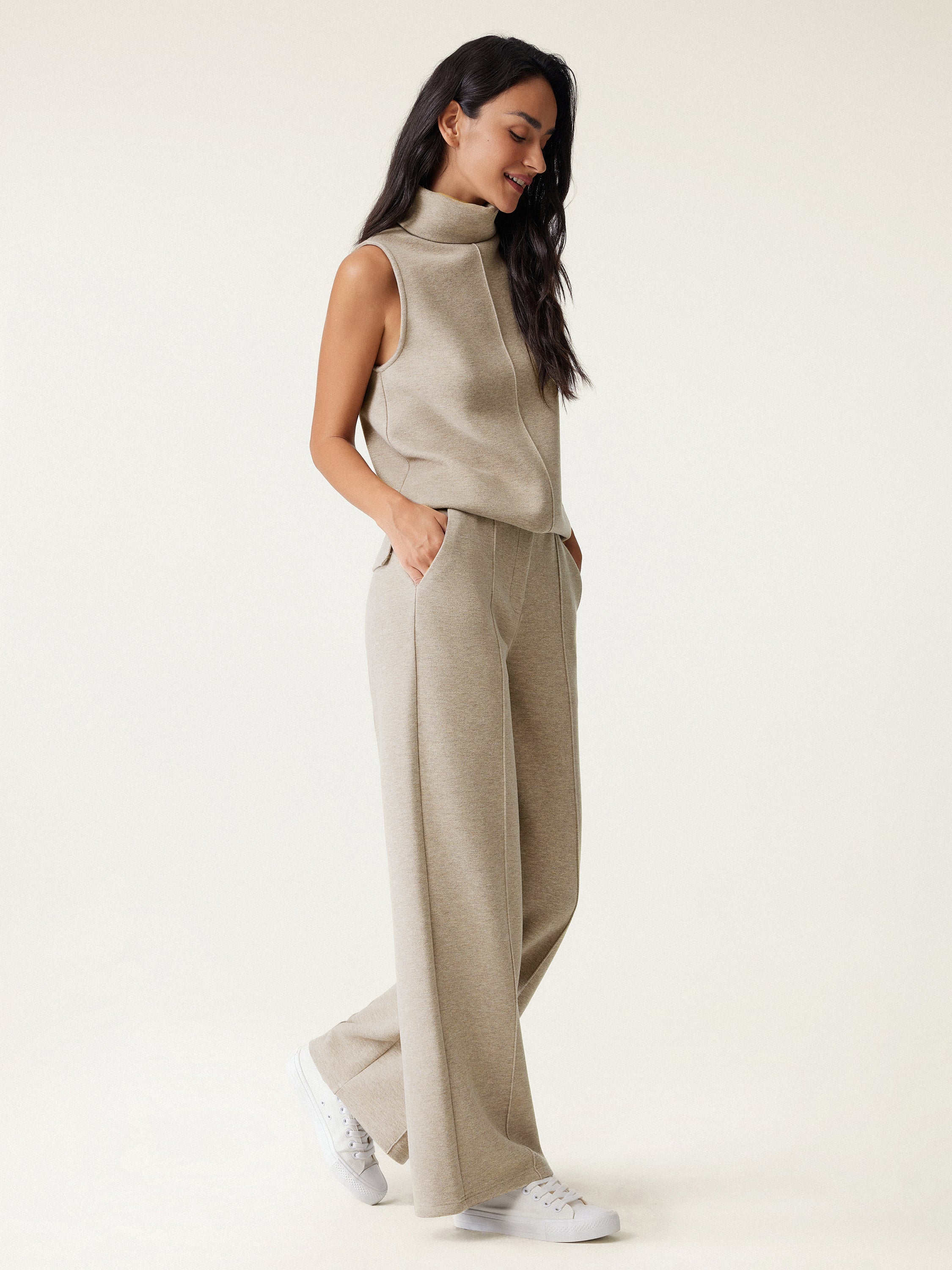 High Waisted Straight Leg Pull On Pant