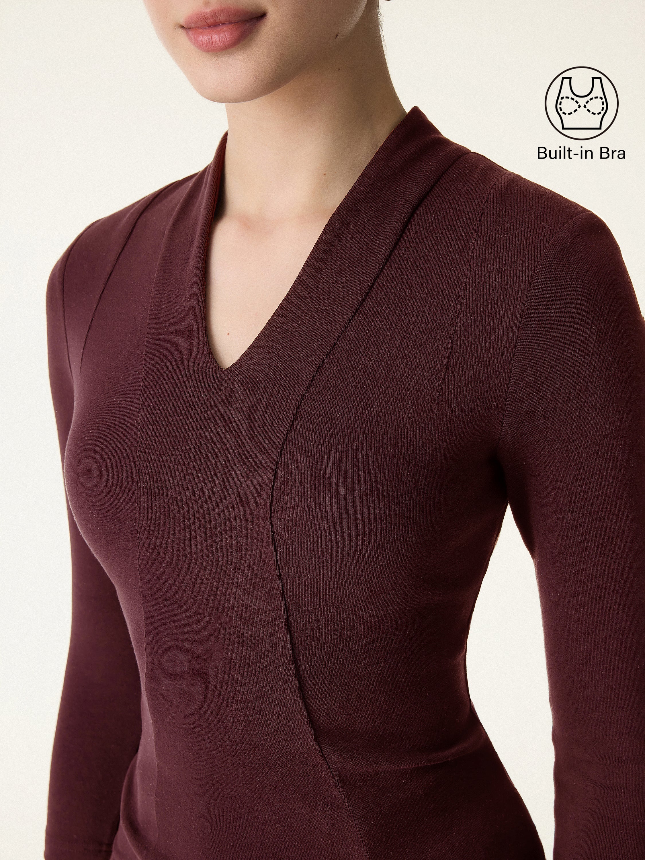 Cotton Lyocell V-Neck 3/4 Sleeve Brami