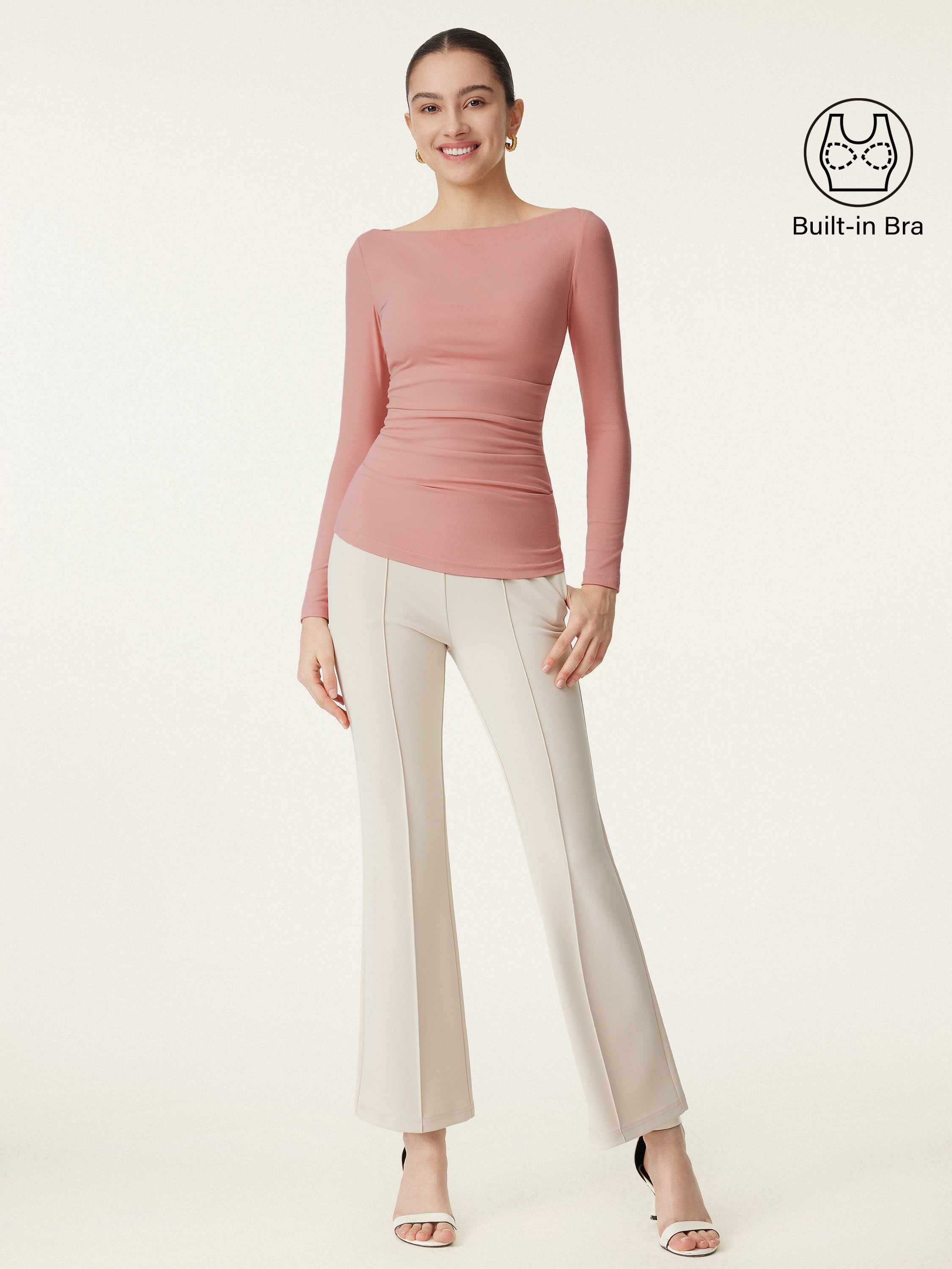 Boat Neck Ruched Lightweight Brami Top
