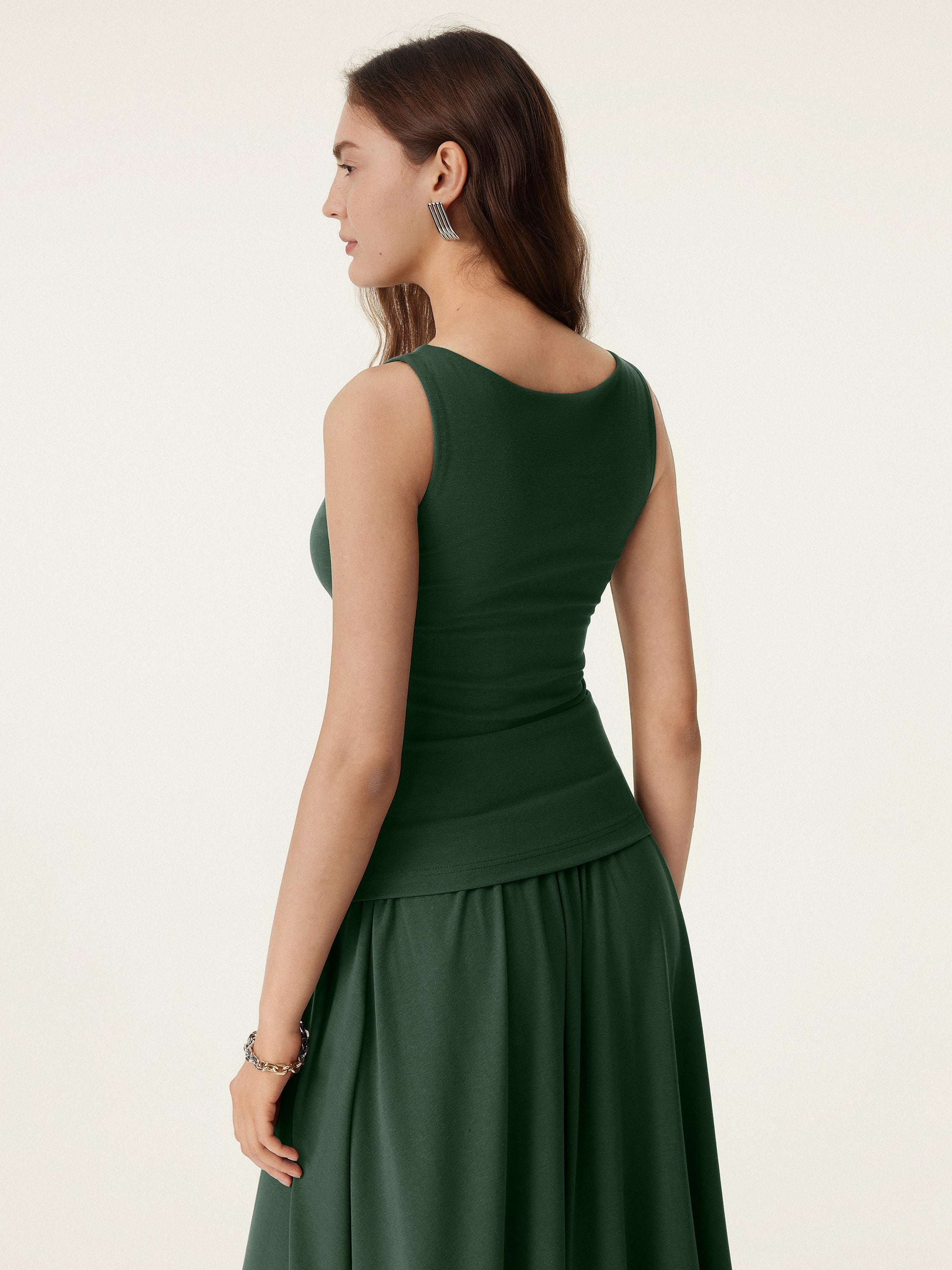 Stretch Cotton Boatneck Brami Tank