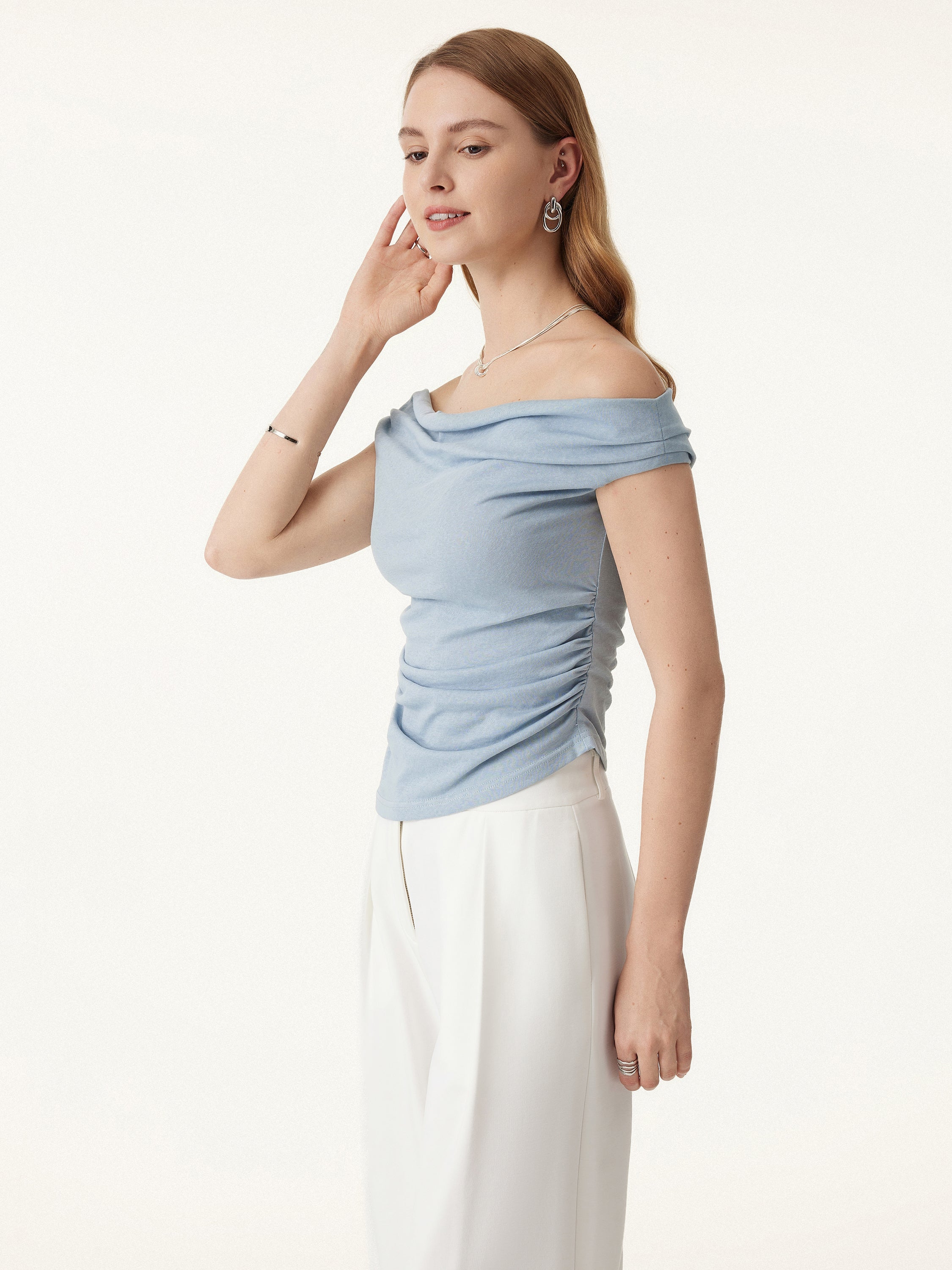 Off Shoulder Cotton-Linen Gathered New Airy Brami