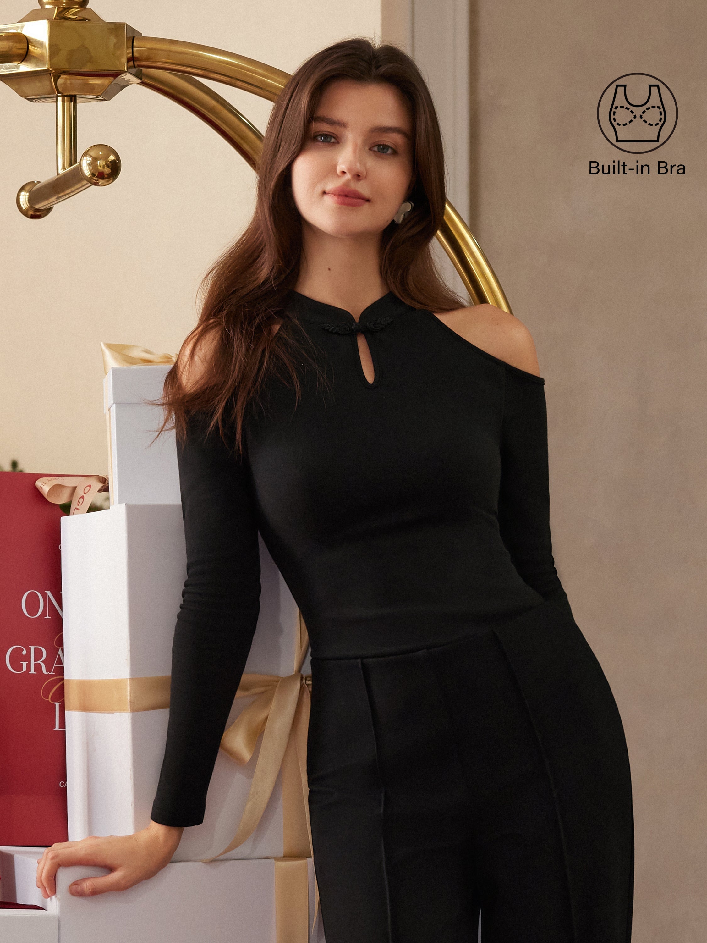 Cutout Shoulder Mandarin Collar Going-out Brami Limited Edition
