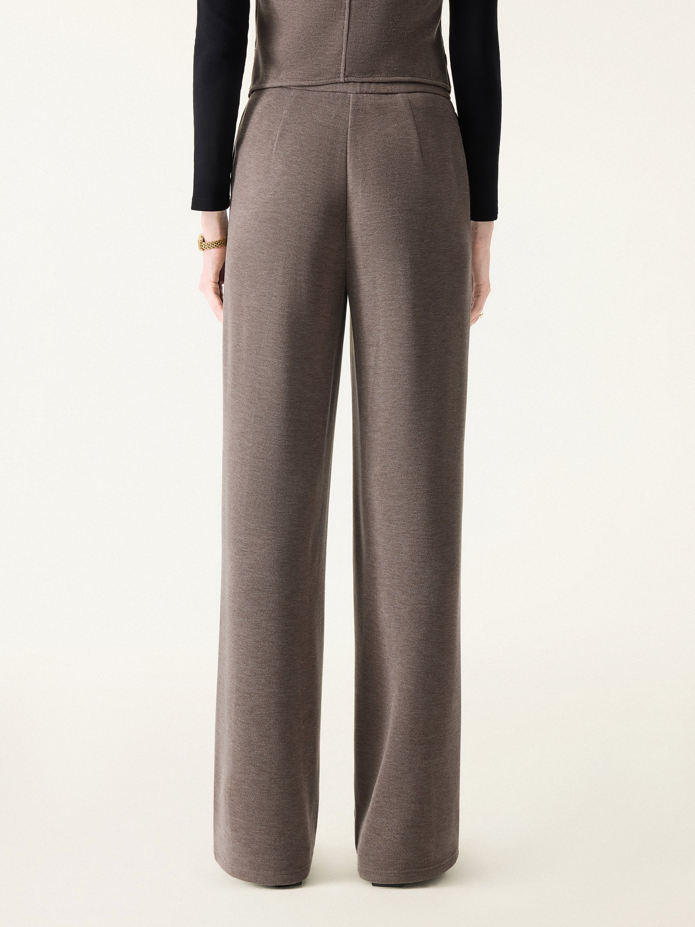 Brushed Warm High Rise Pintuck Straight Leg Pull-on Pants
