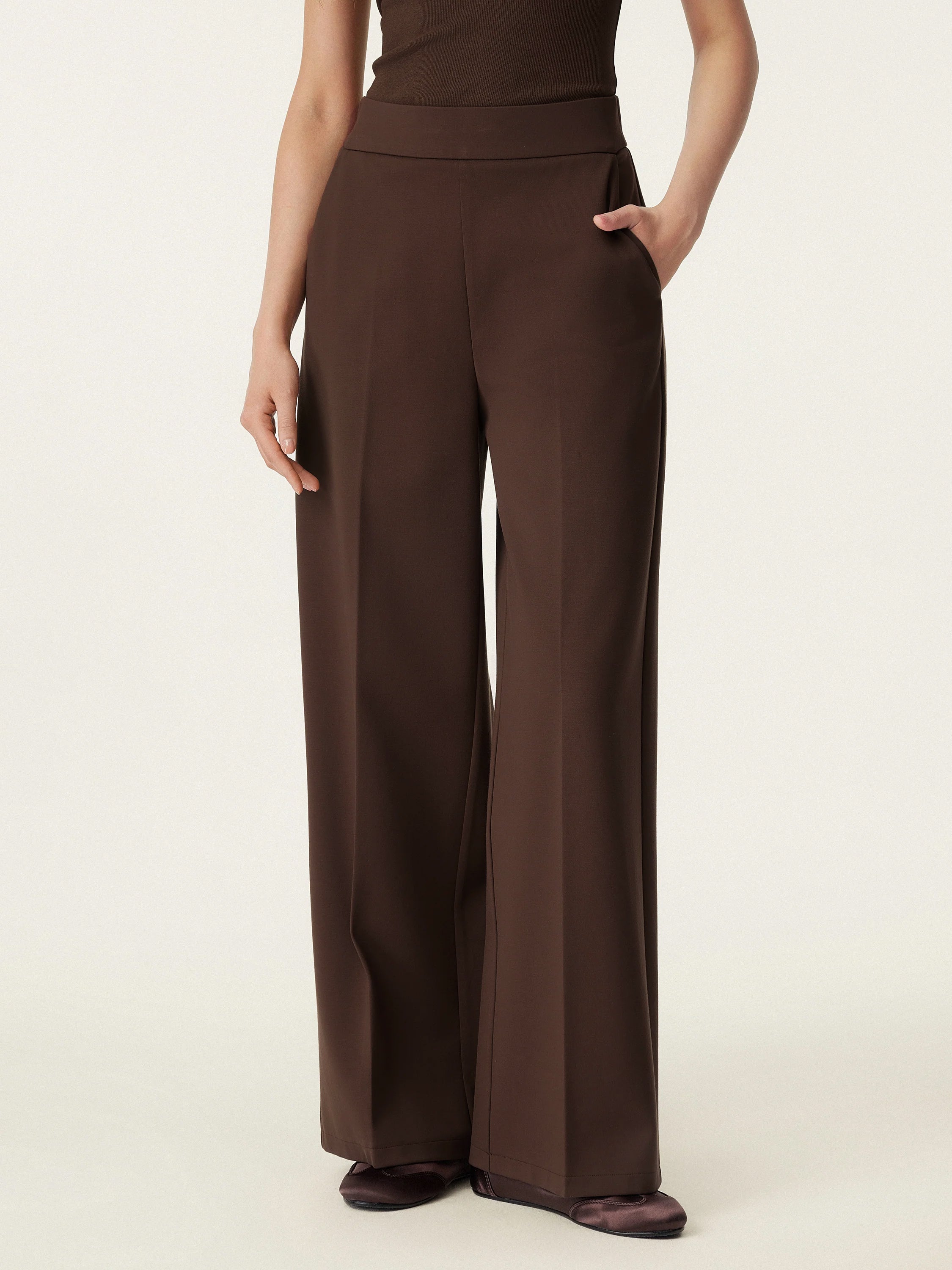 High Rise Wide Leg Trouser with Pockets