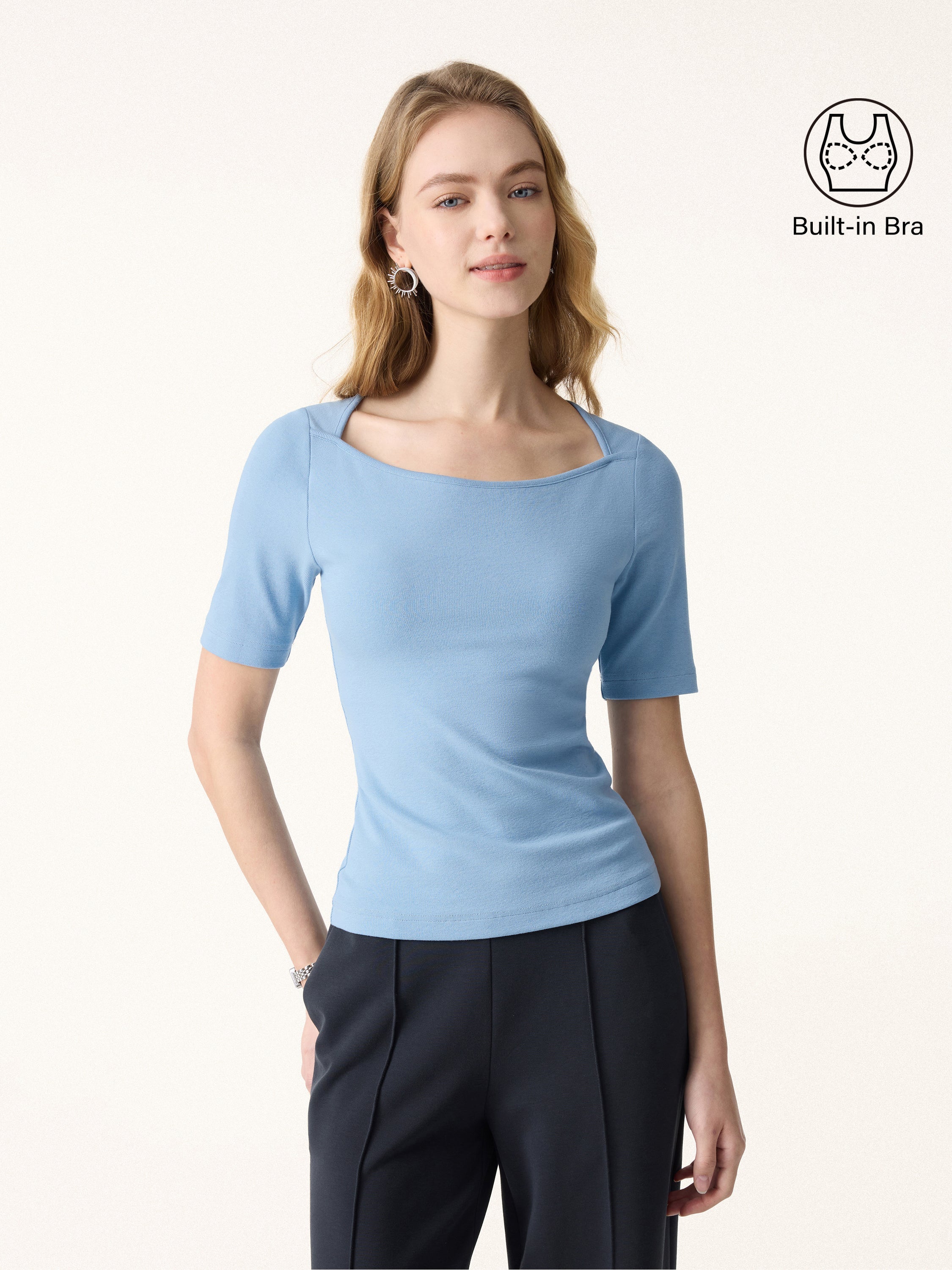 Cotton Lyocell Scoop Neck Short Sleeve Brami
