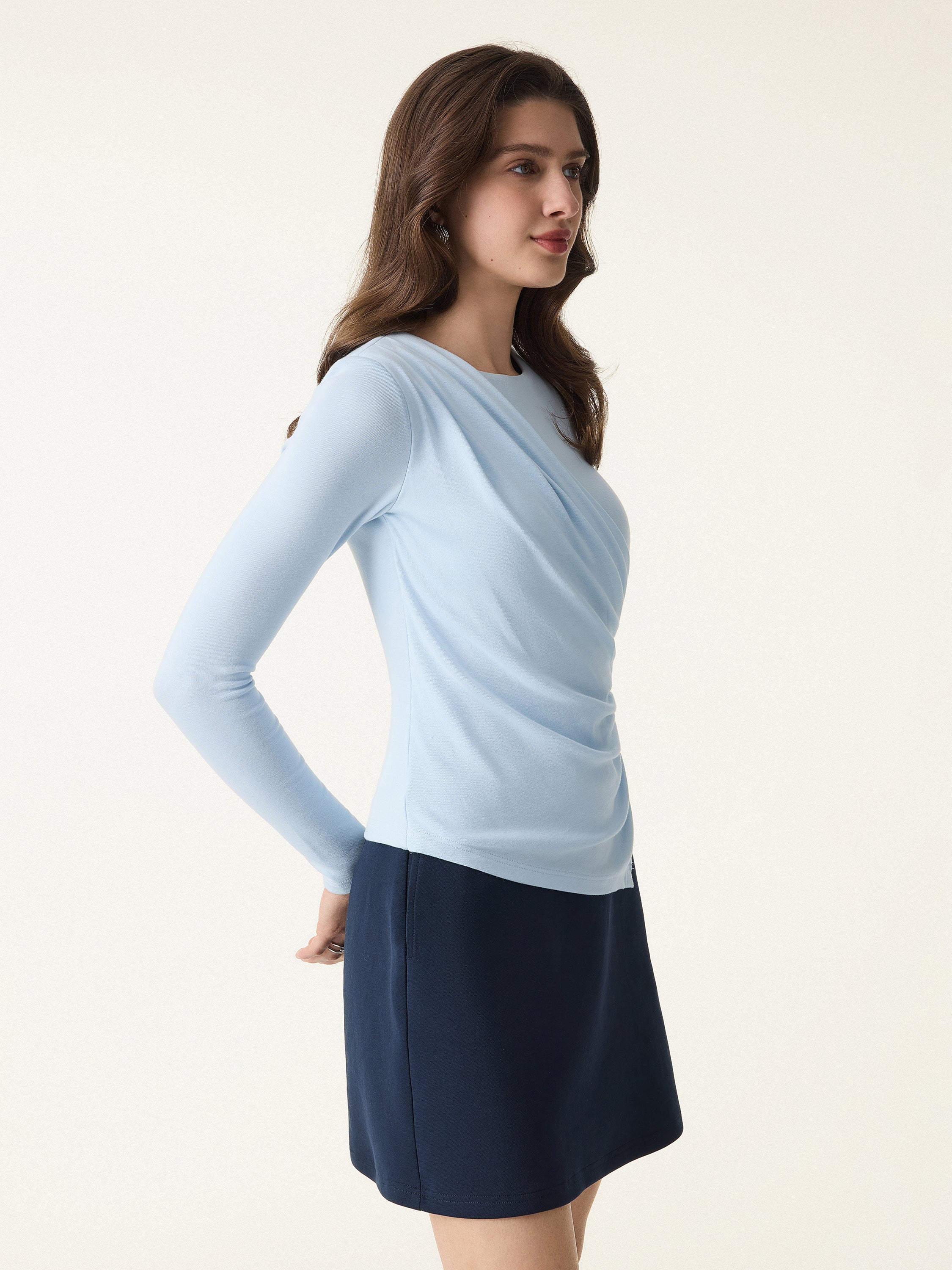 Asymmetrical Angled Hem Long Sleeve Brami