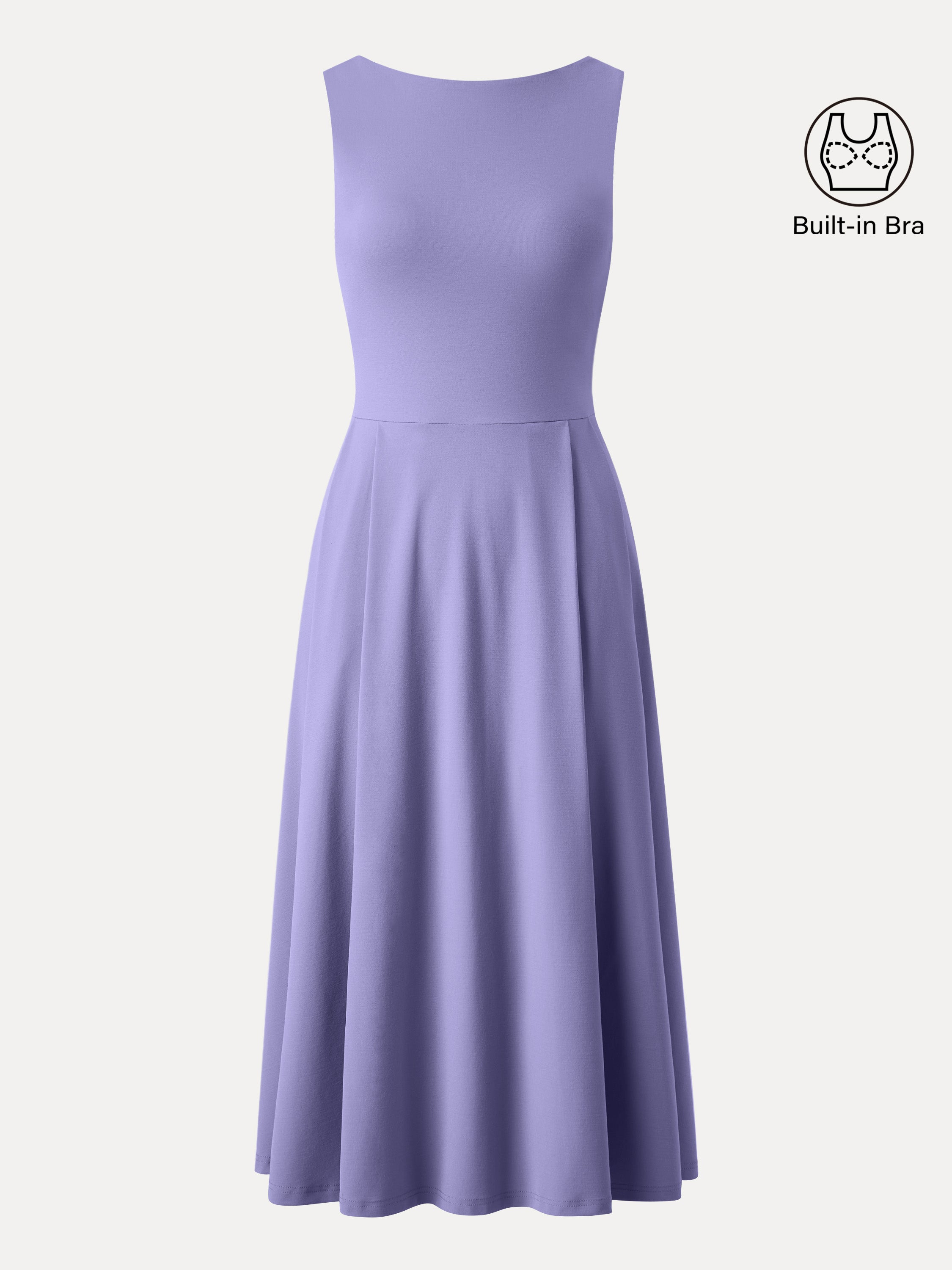 Boatneck Bamboo Ponte Brami Midi Dress with Pockets