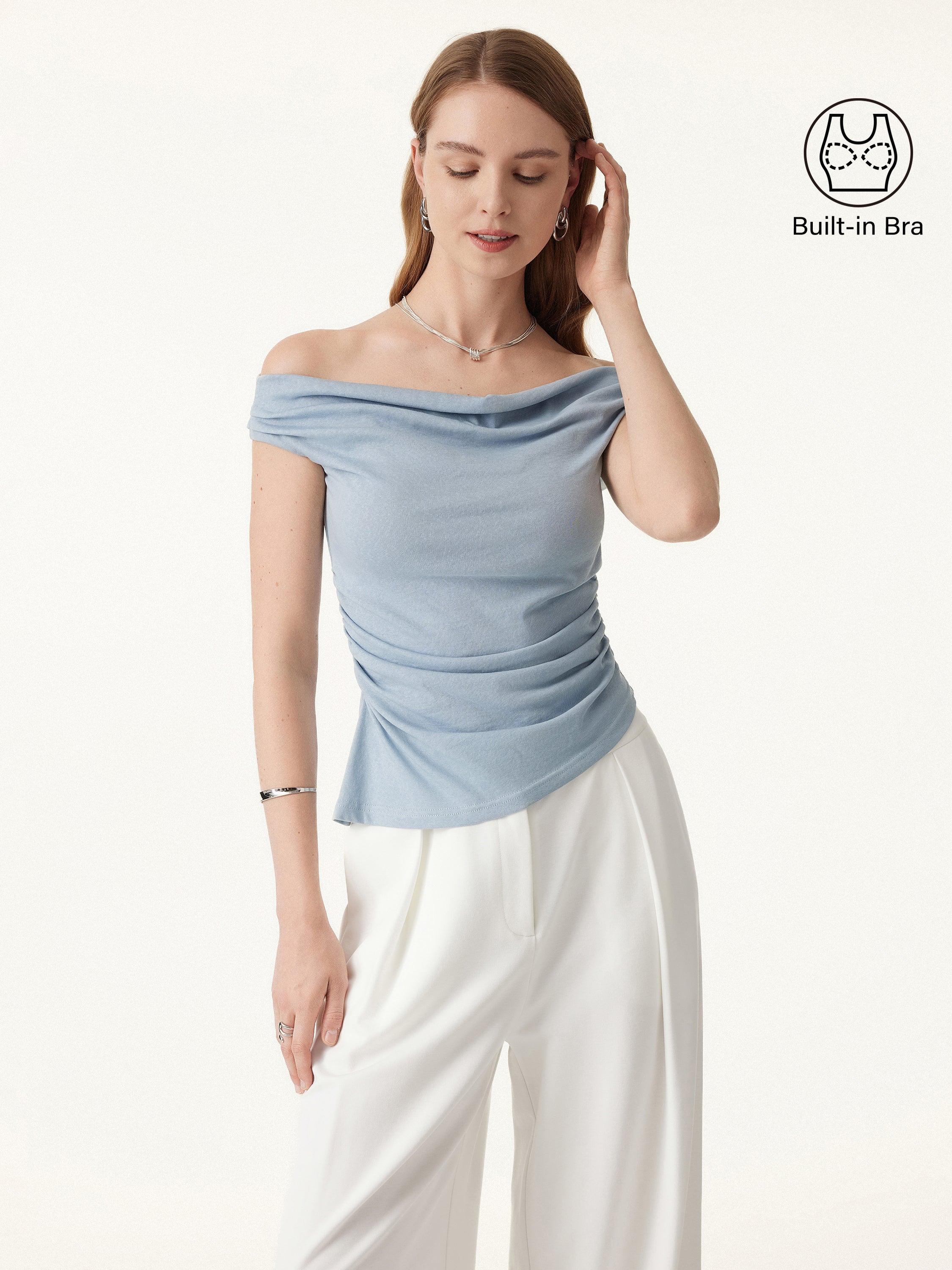 Off Shoulder Cotton-Linen Gathered New Airy Brami