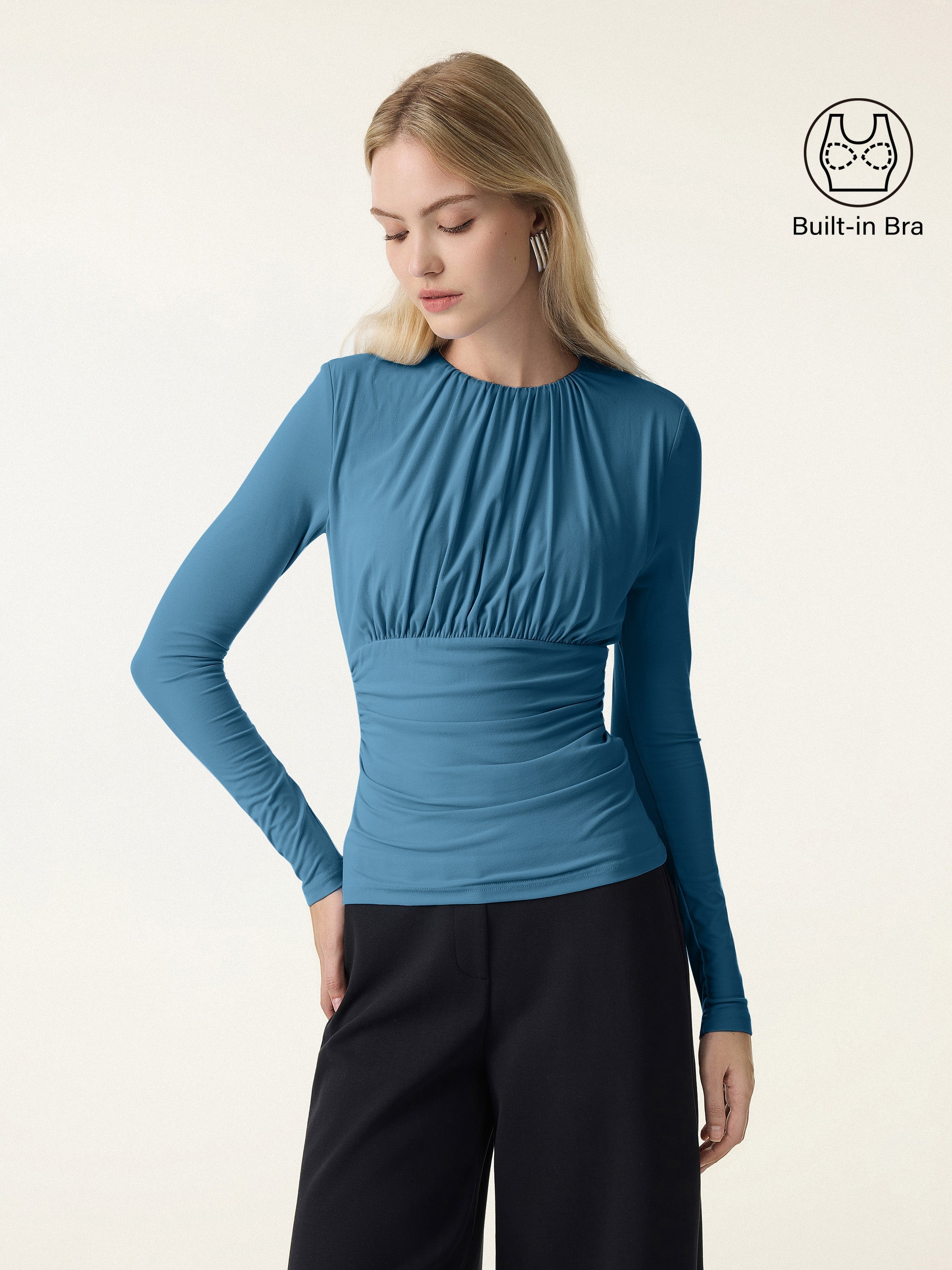 SkinKiss Round Neck All-over Ruching Brami
