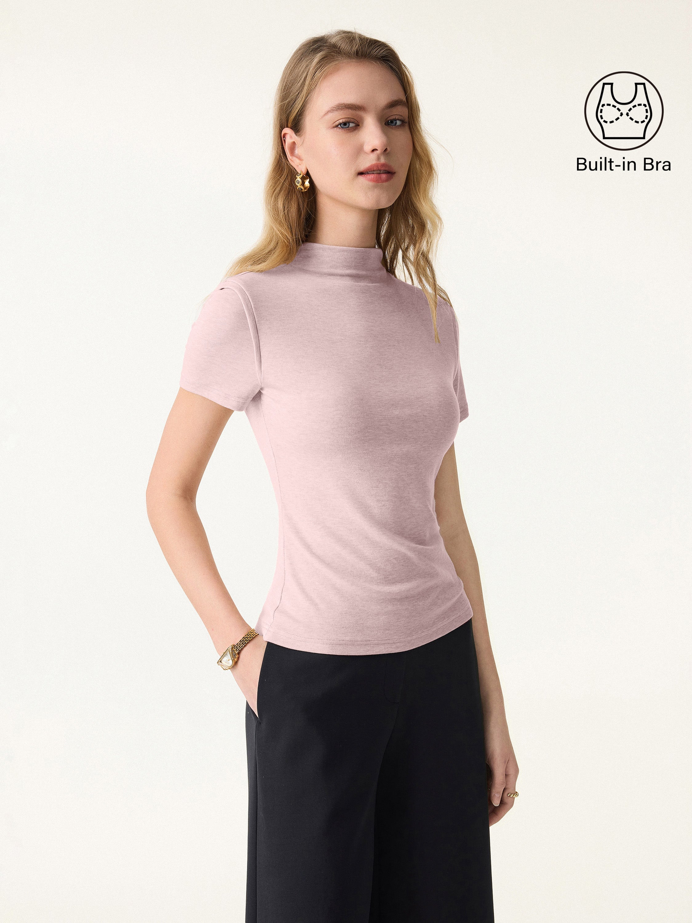 Lyocell Wool Mockneck Short Sleeve Brami