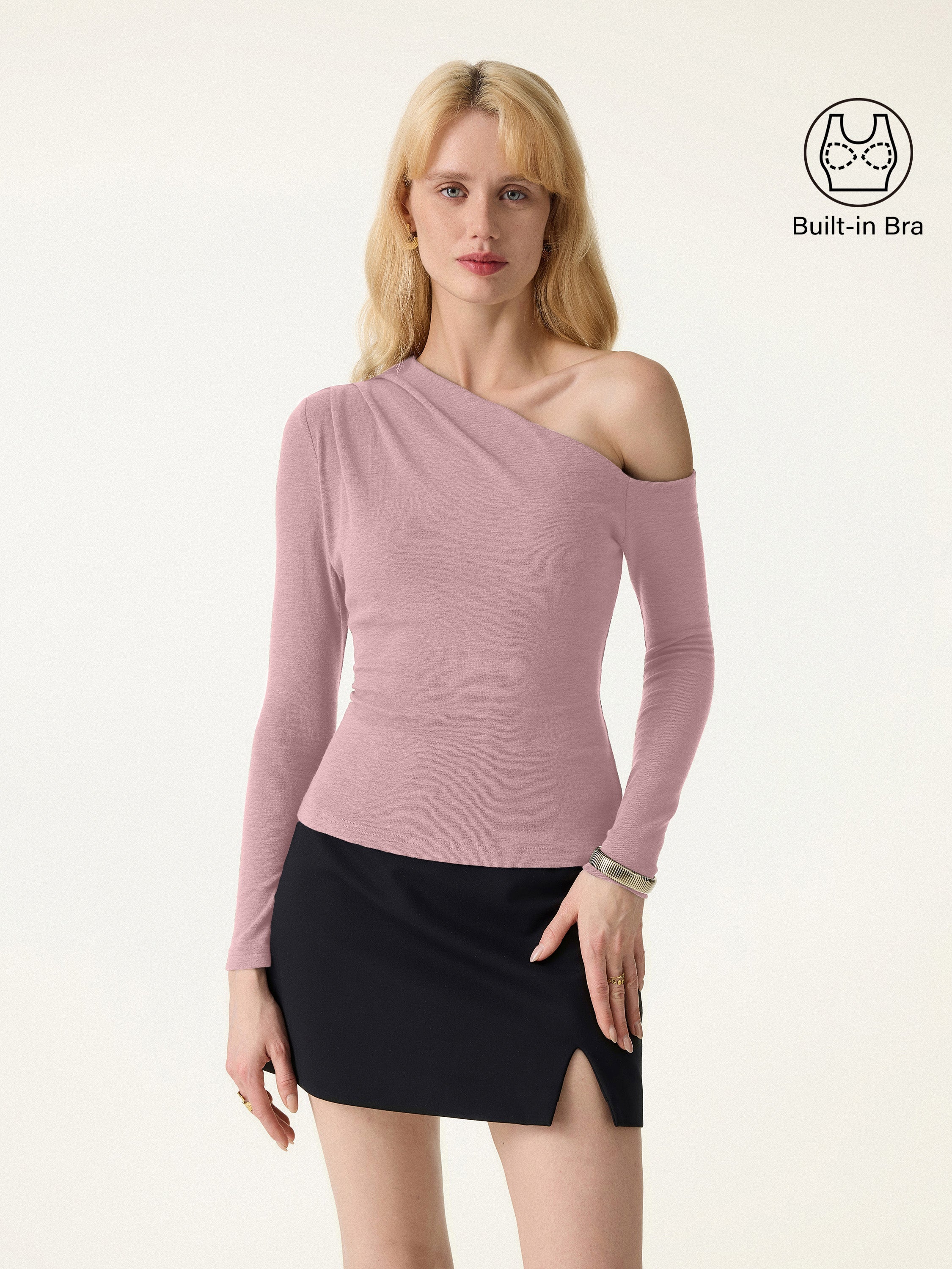 Asymmetrical Neck Tucked Shoulder Brami Top