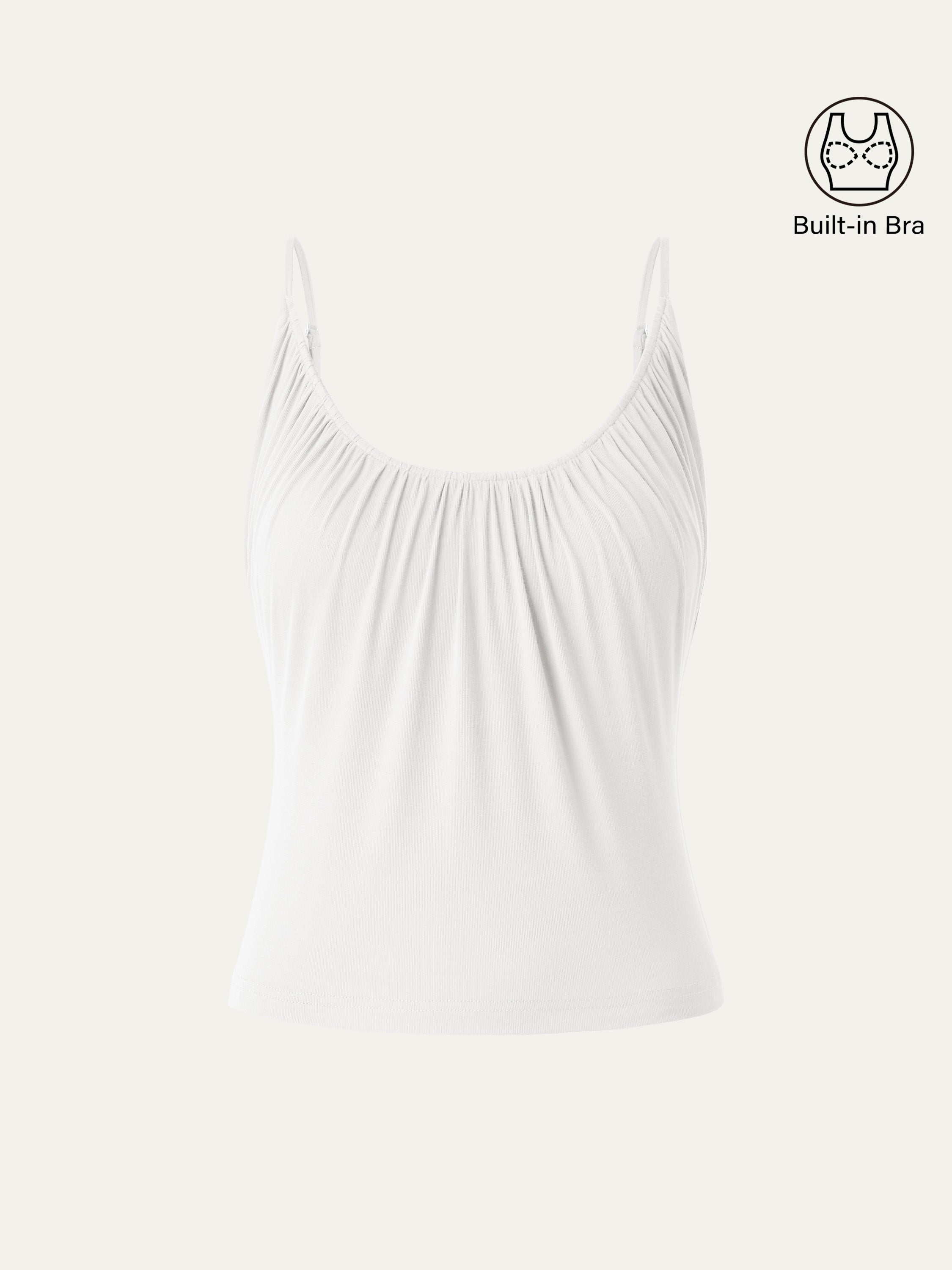 Scoop Neck Gathered Spaghetti Brami Top