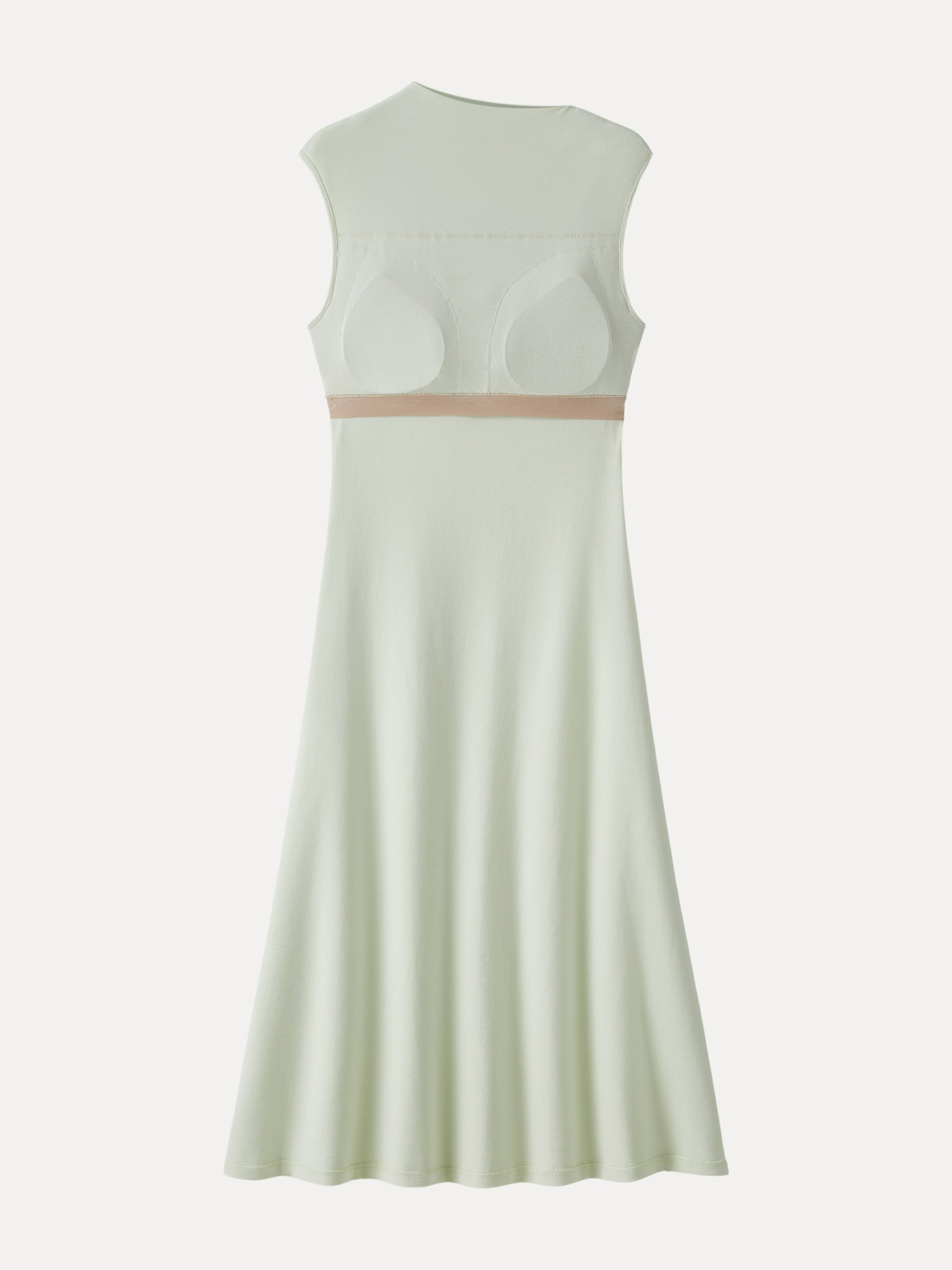 Stretch Cotton Refined Mockneck Flared Midi Brami Dress