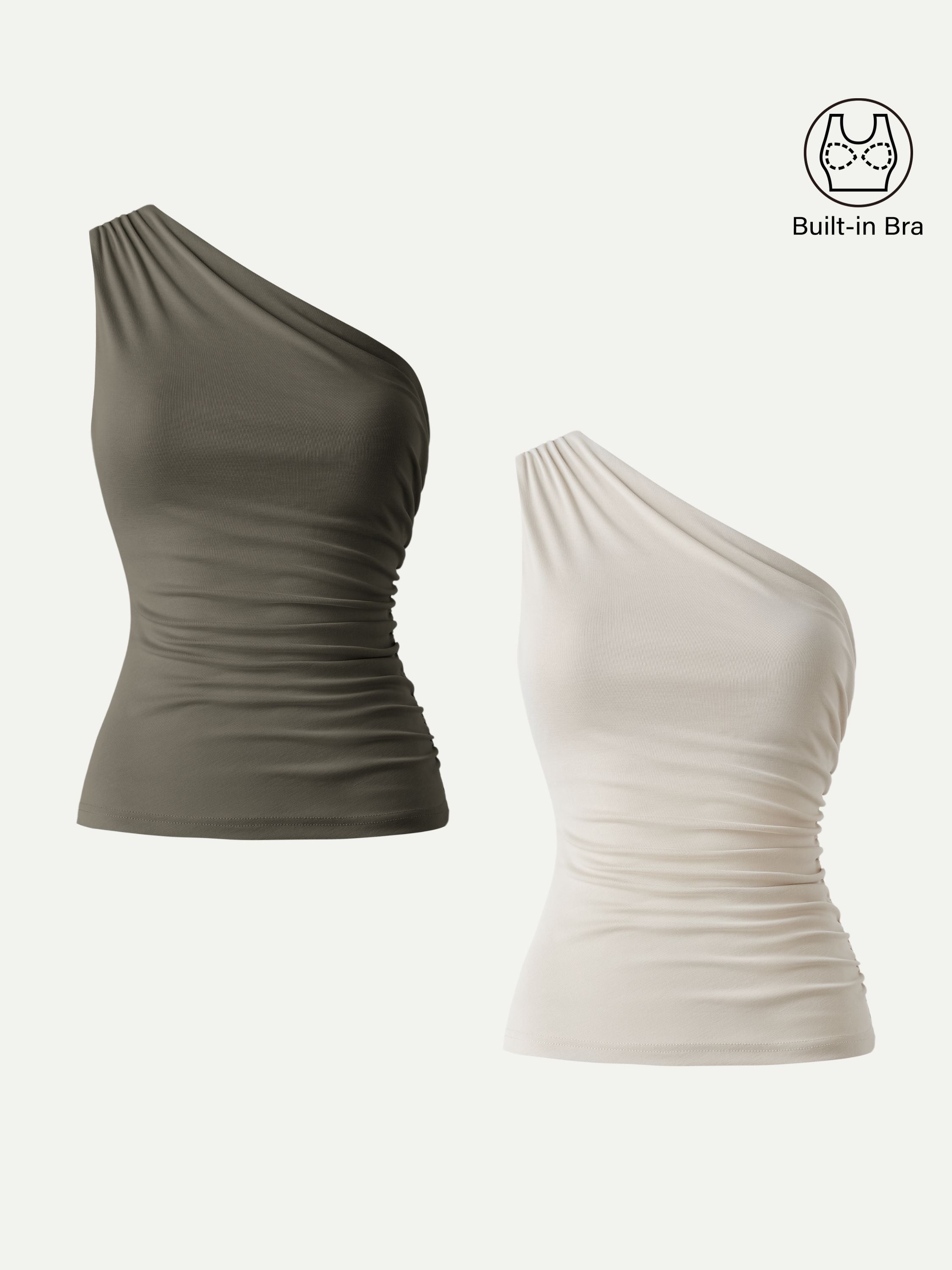 Sandwashed One Shoulder Ruched Brami