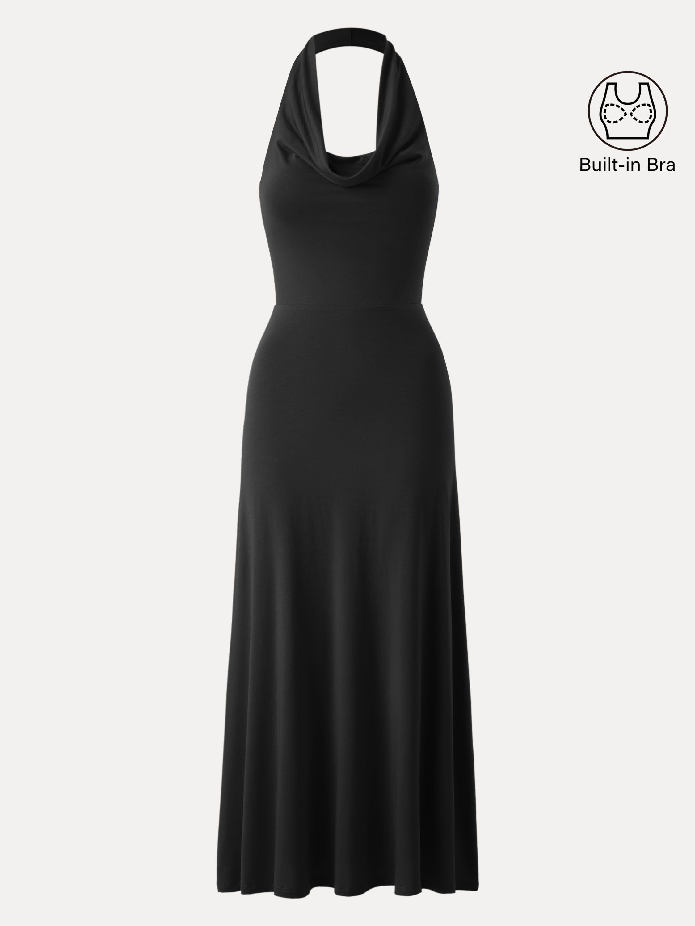 Stunning Cowl Neck Flared Maxi Brami Dress
