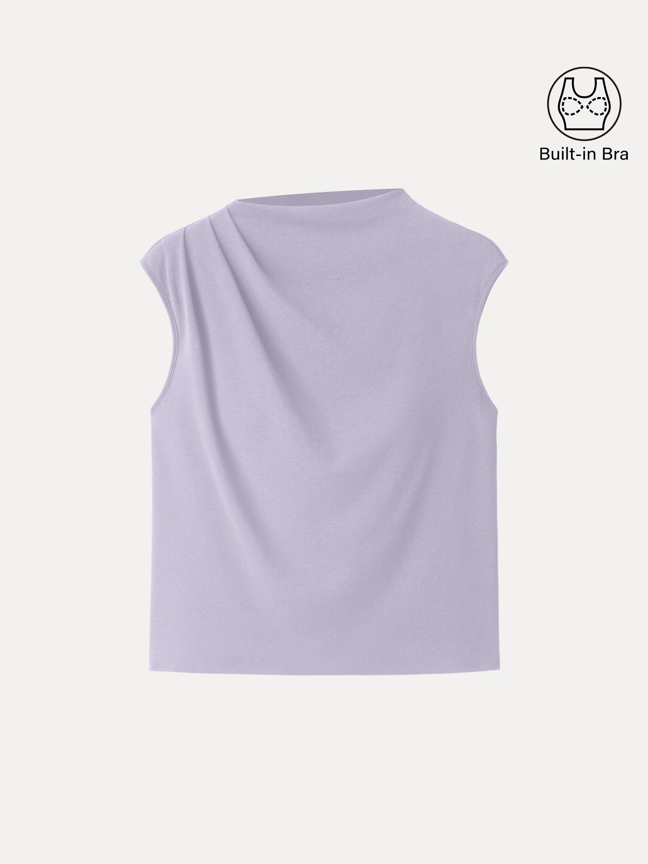 Cotton Lyocell Mockneck Tucked Sleeveless Brami