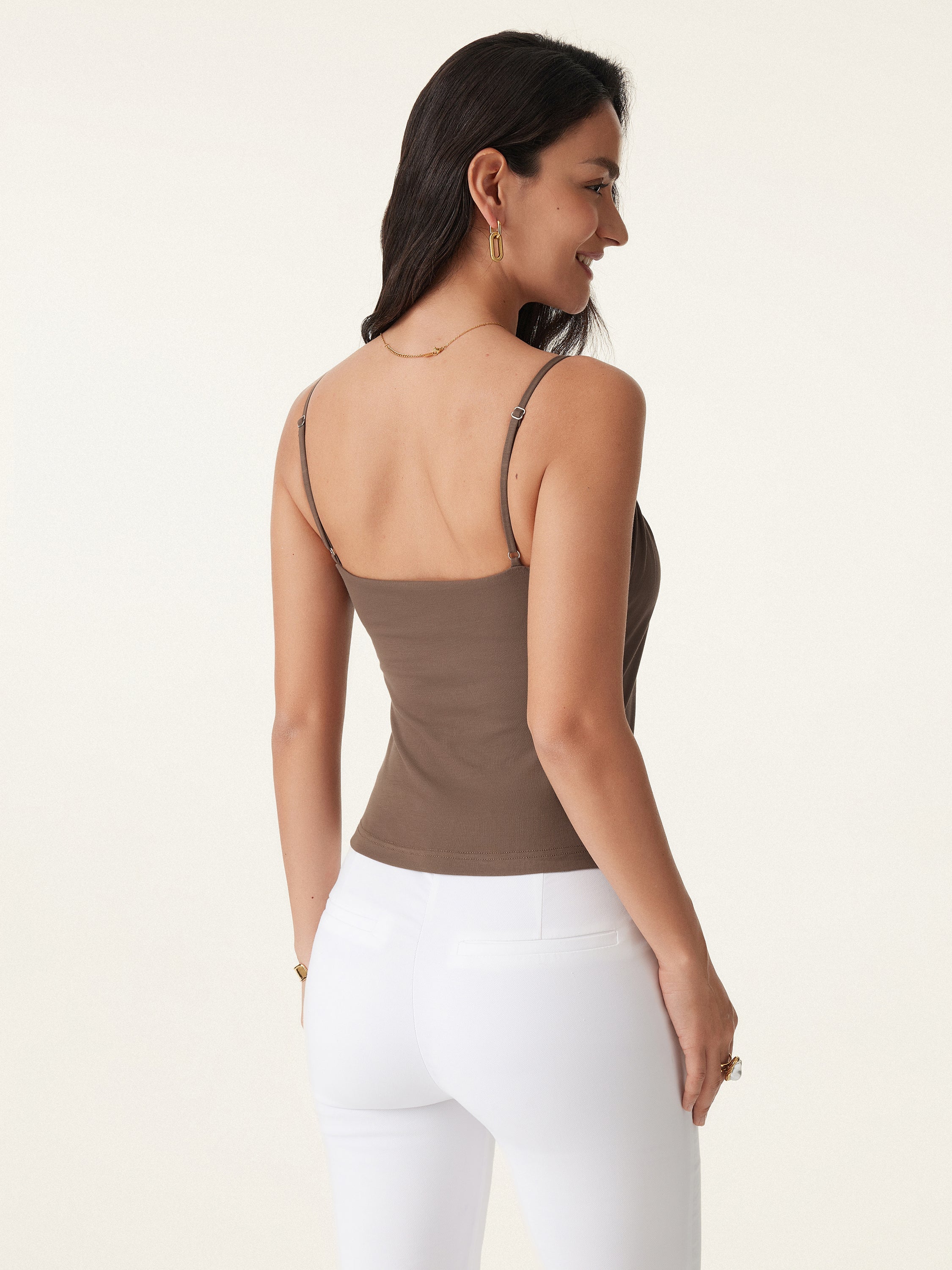 Scoop Neck Gathered Spaghetti Brami Top