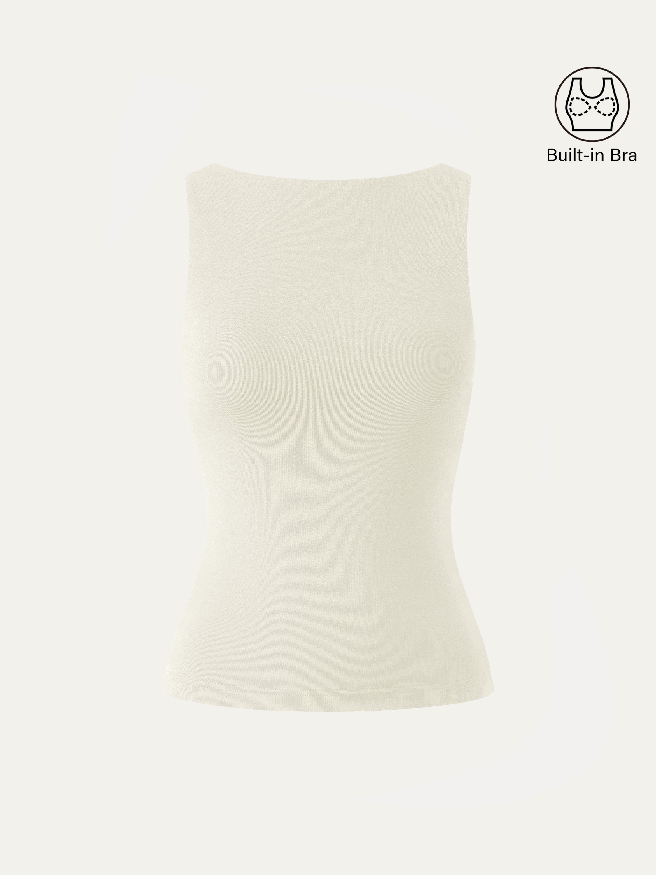 Stretch Cotton Boatneck Brami Tank