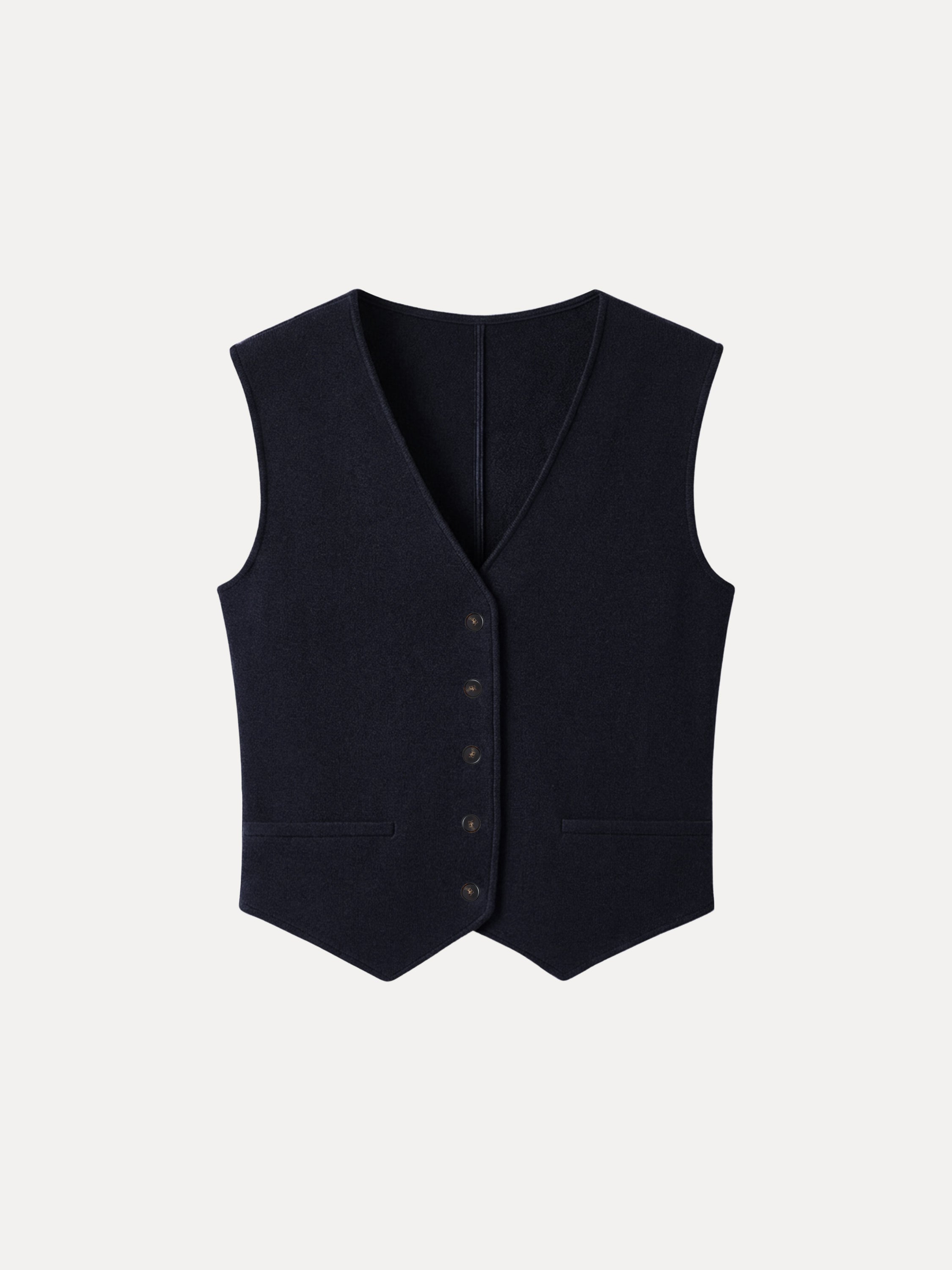 Brushed Warm V-neck Button Front Vest