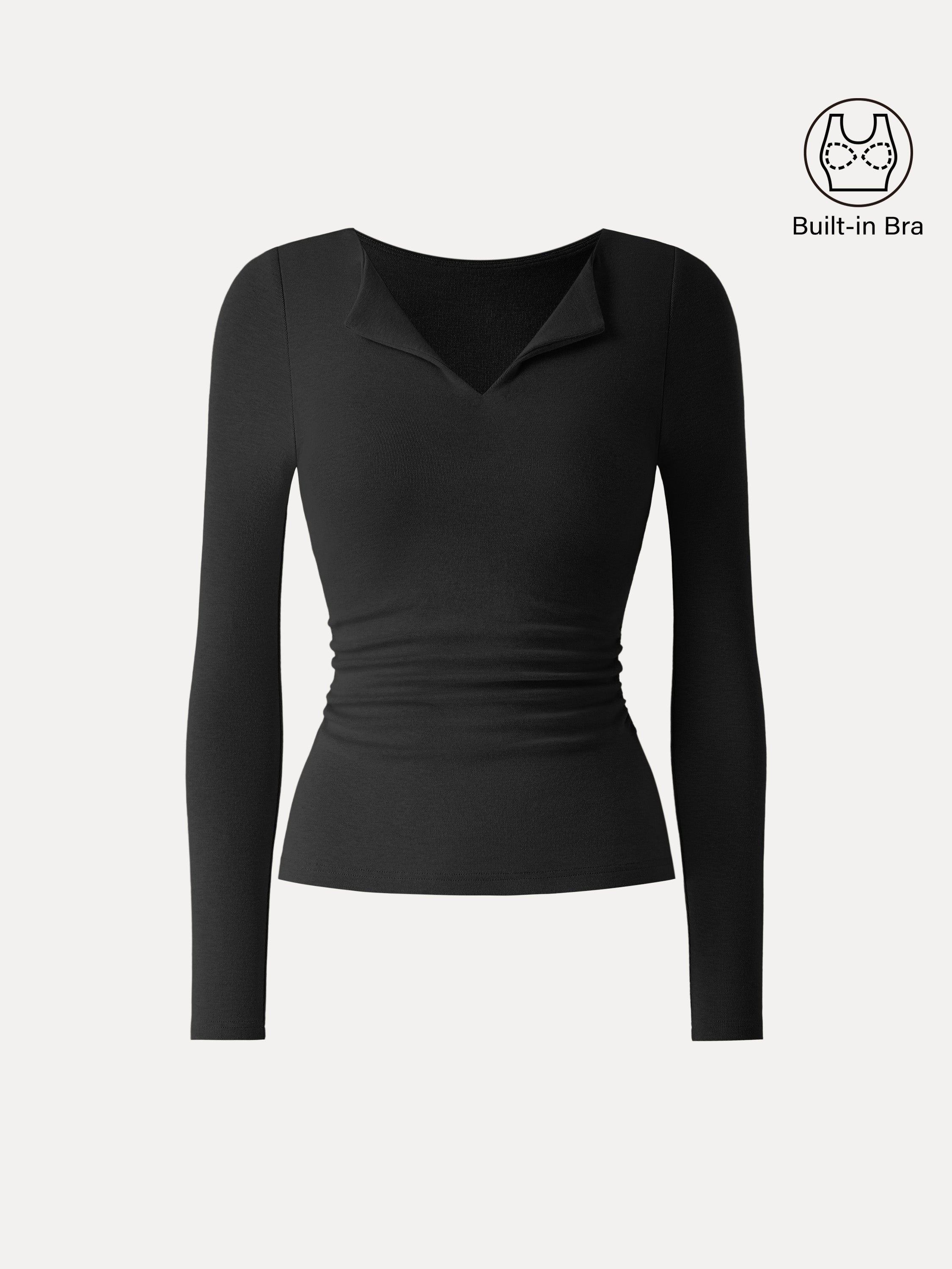 Flapped V-neck Side Ruched Brami