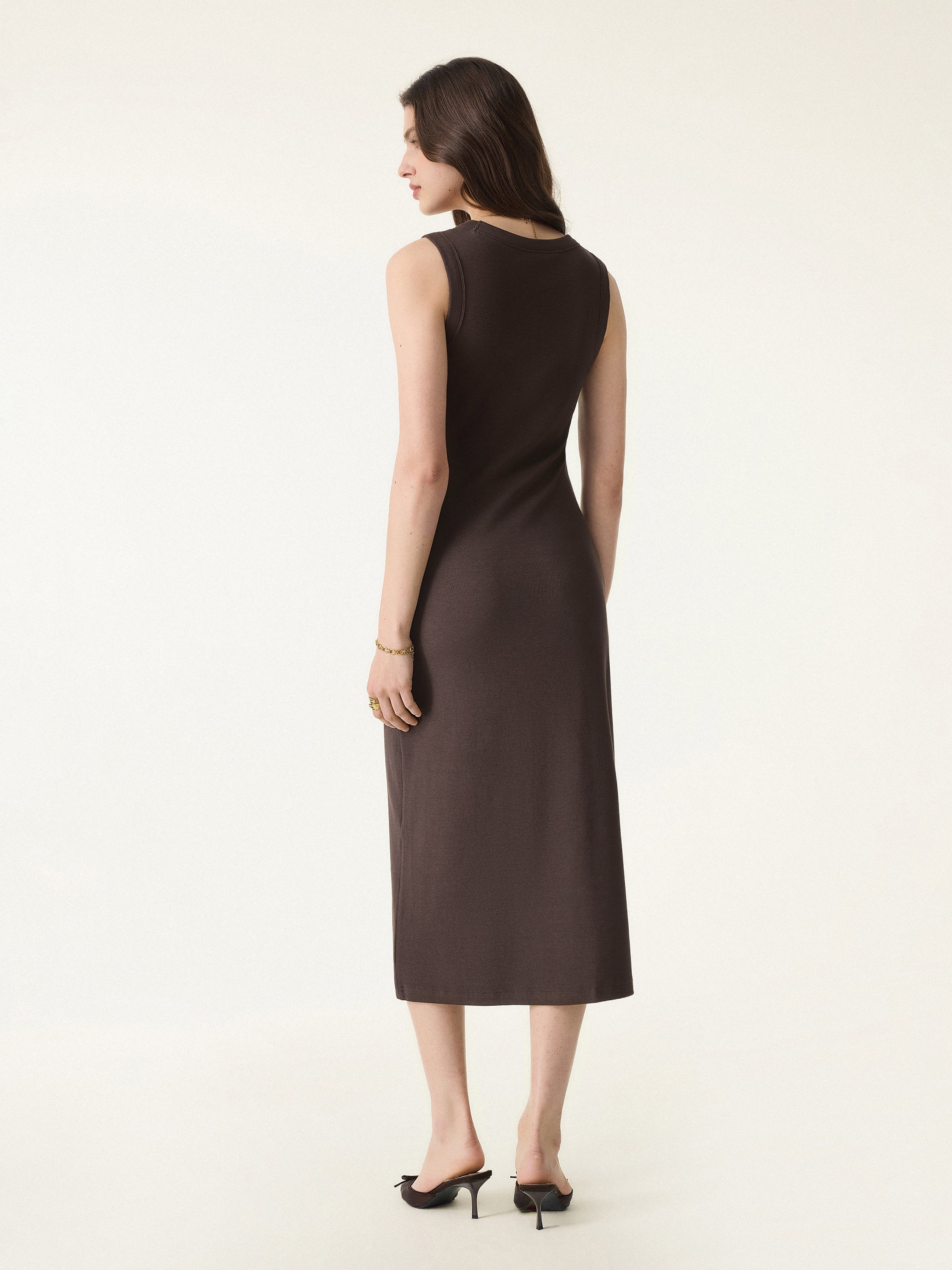 Cotton Viscose U-Neck Midi Brami Dress
