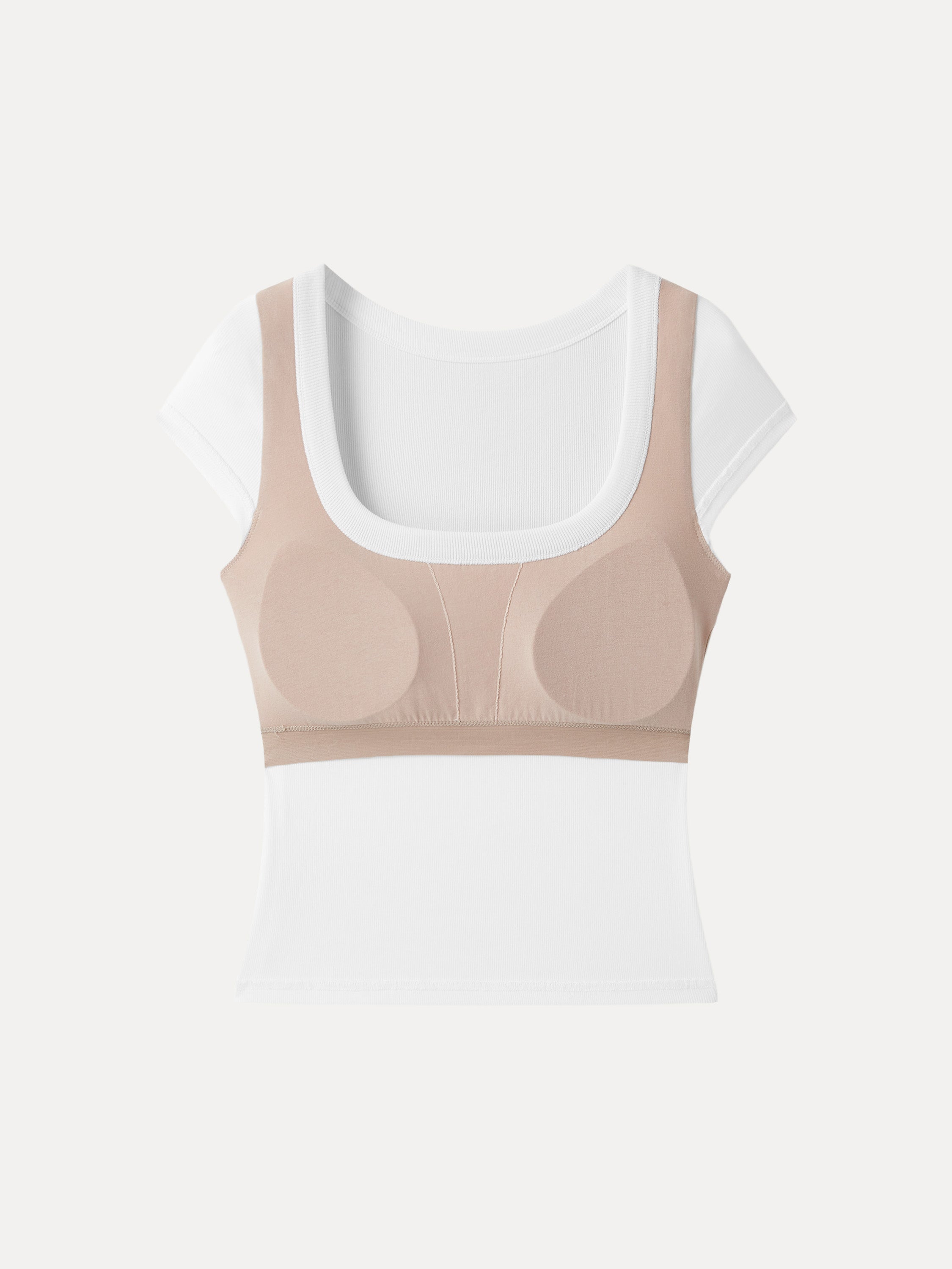 Stretch Cotton Square Neck Cap Sleeve Brami