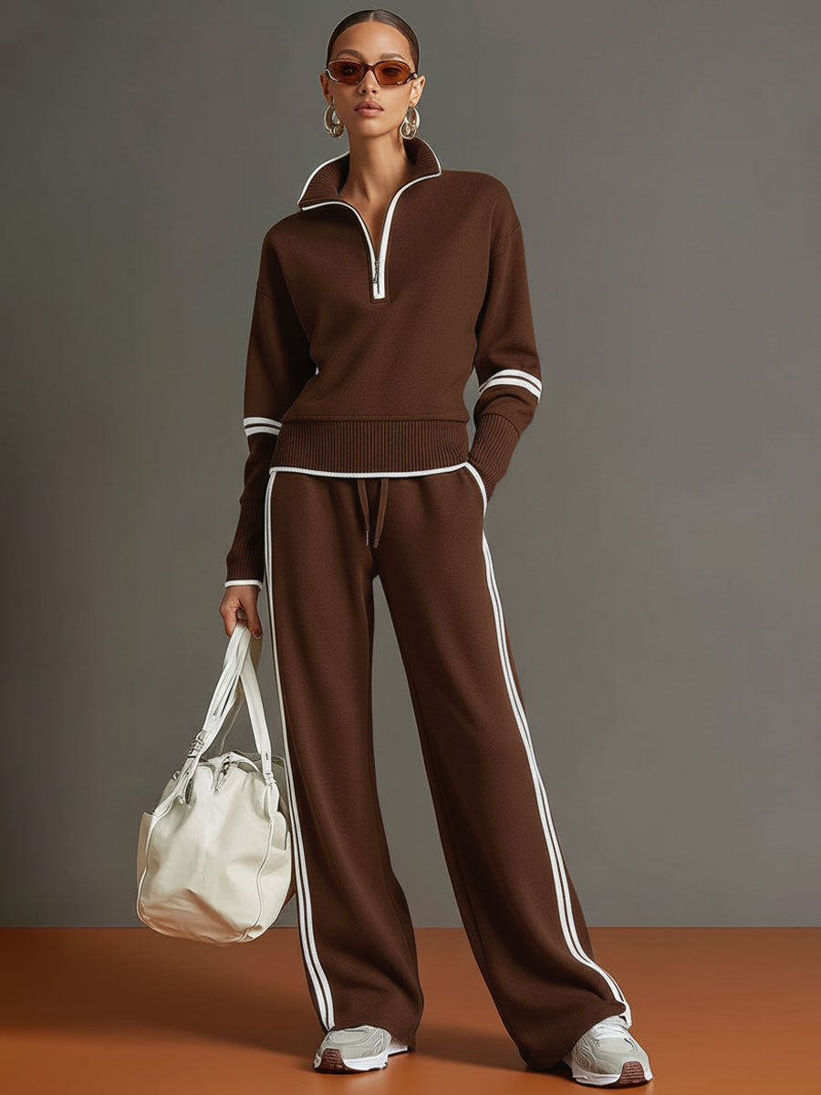 Katie – 2 Piece Track Suit with wide leg bottoms.