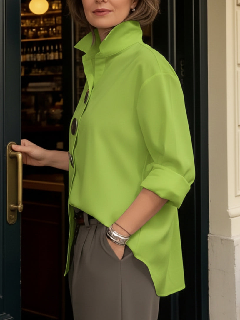 Glenda | Stand Collar Button Blouse